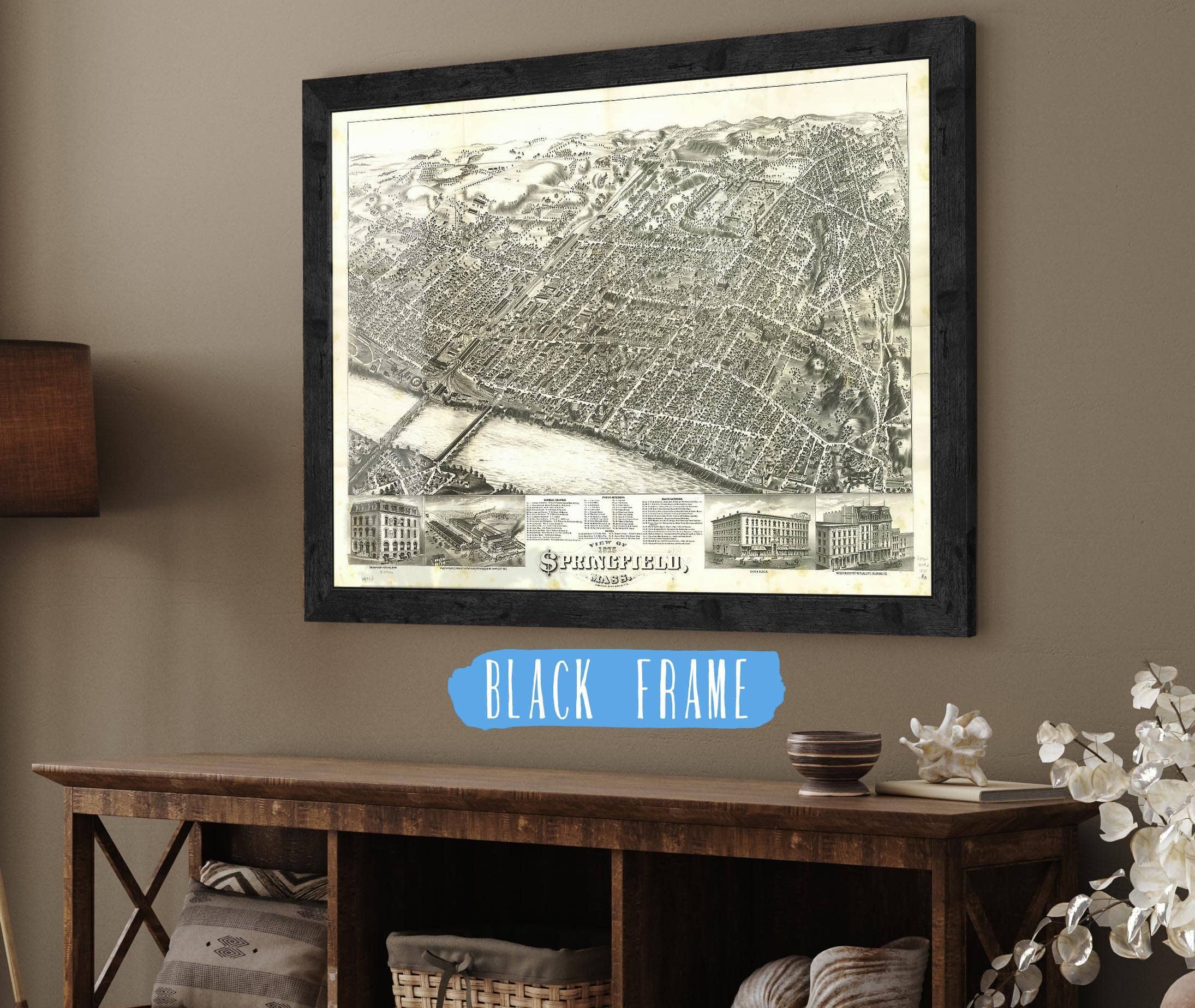 View Of Springfield Mass 1875 State of Massachusetts - Image 2