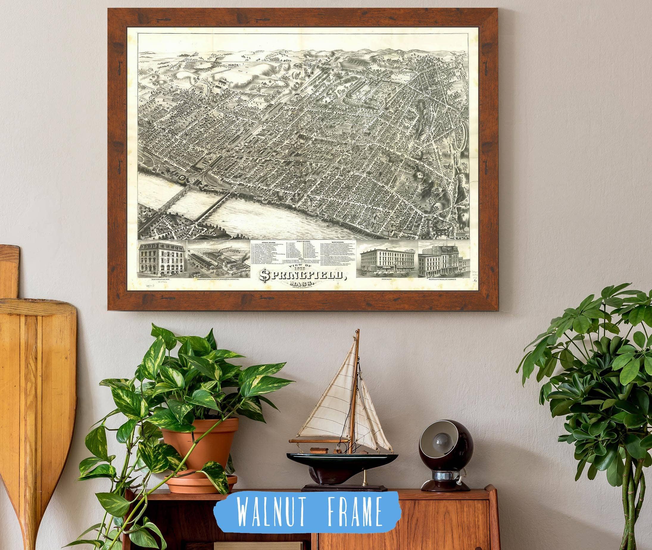 View Of Springfield Mass 1875 State of Massachusetts - Image 4