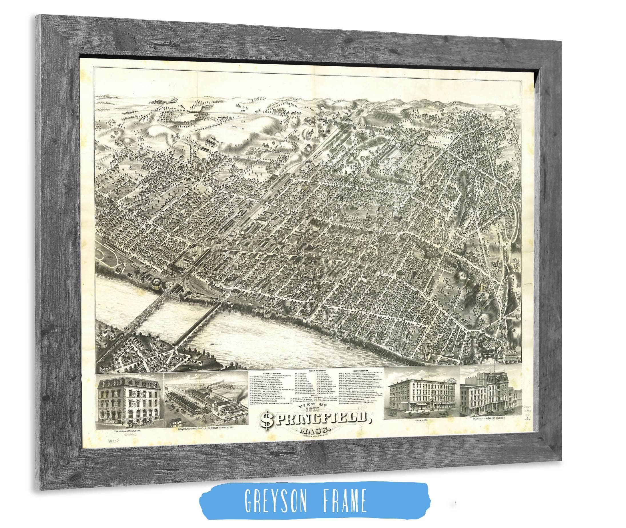 View Of Springfield Mass 1875 State of Massachusetts - Image 6