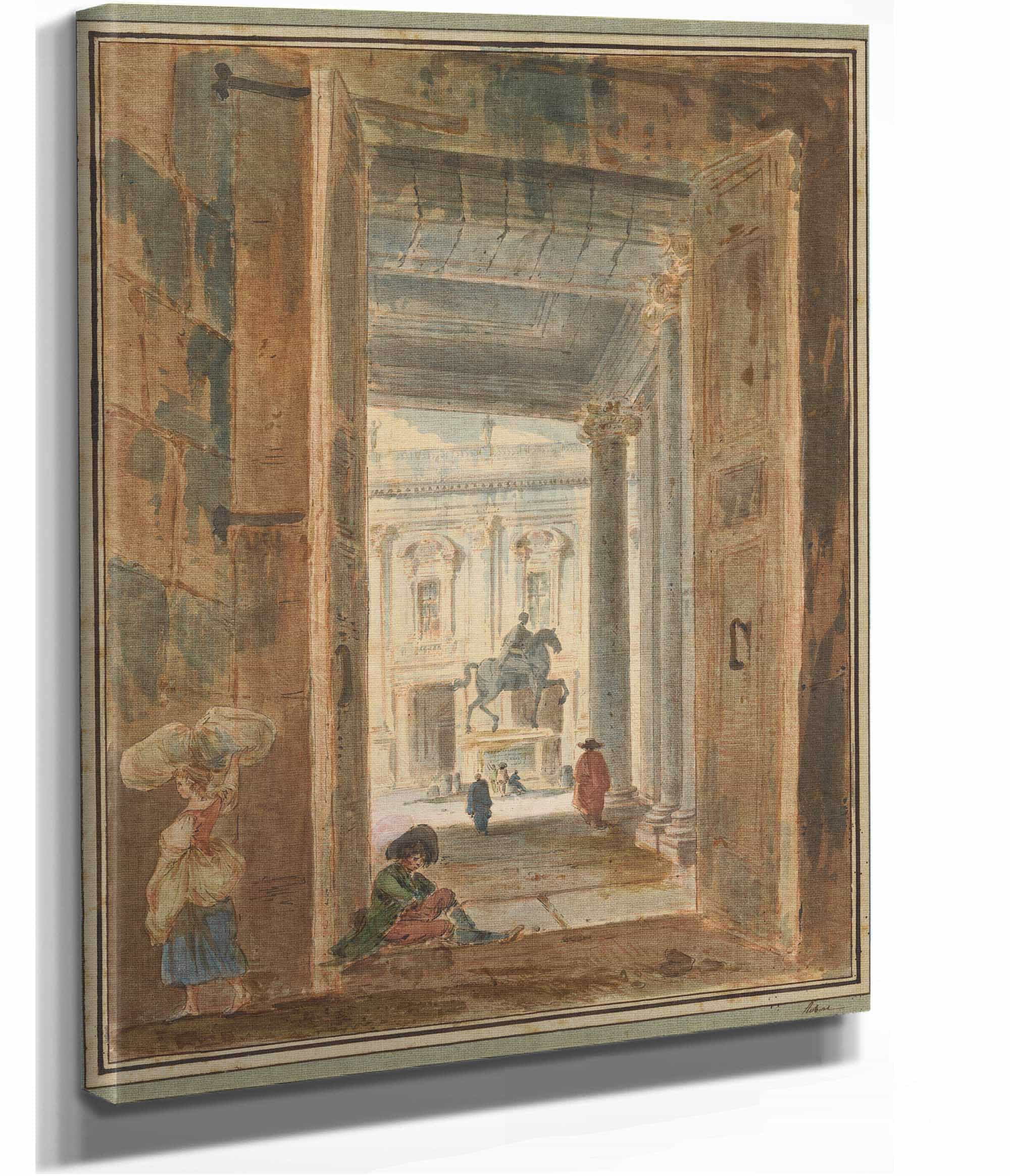 View Of The Campidoglio With The Statue Of Marcus Aurelius by Hubert Robert - Image 2