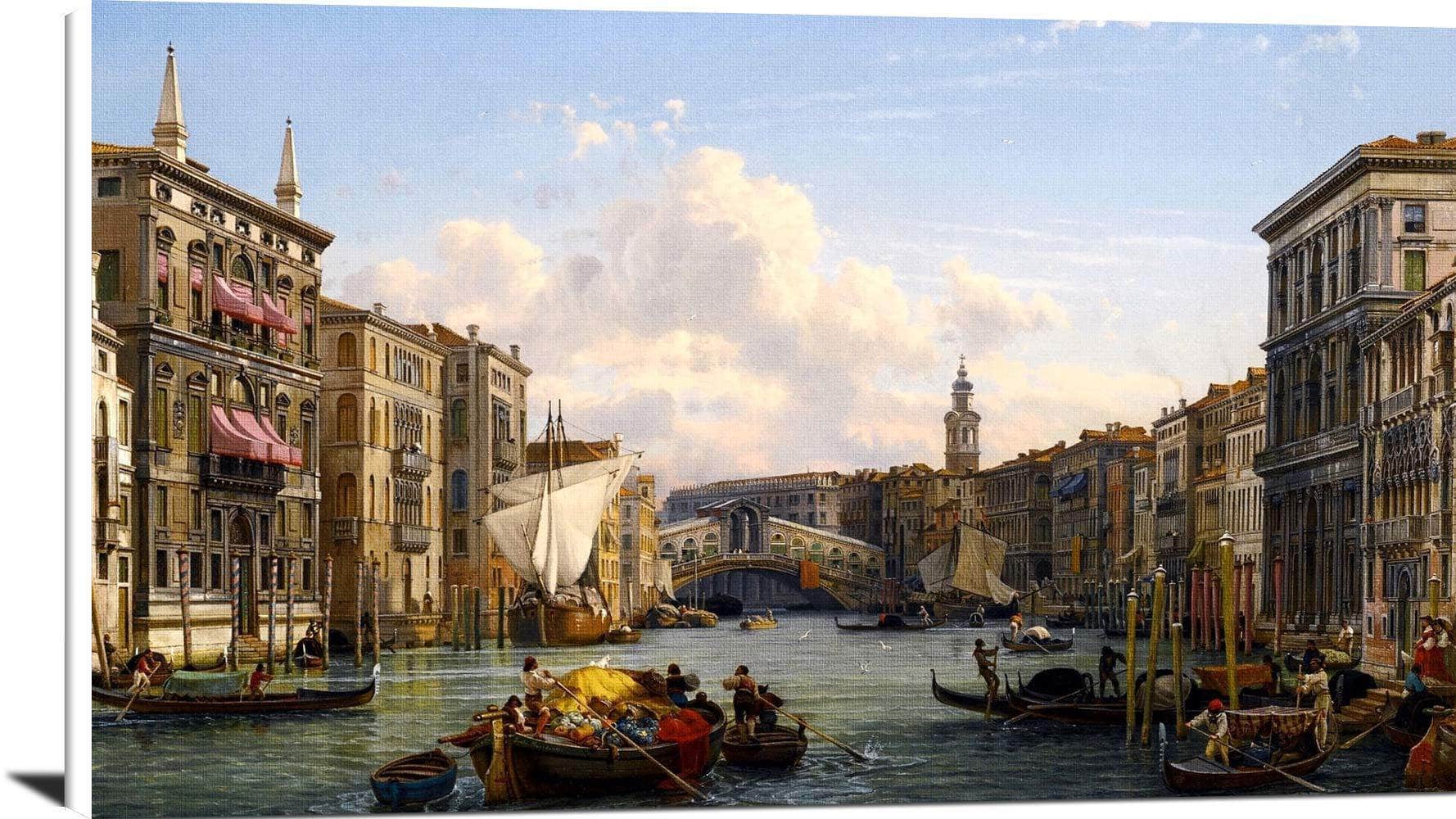 View Of The Grand Canal Rial To Bridge Venice Painting Friedrich Nerly Canvas Art