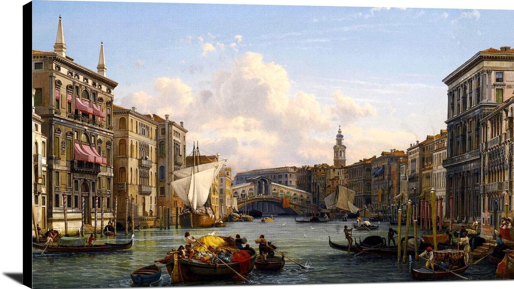 View Of The Grand Canal Rial To Bridge Venice Painting Friedrich Nerly Canvas Art - Image 2