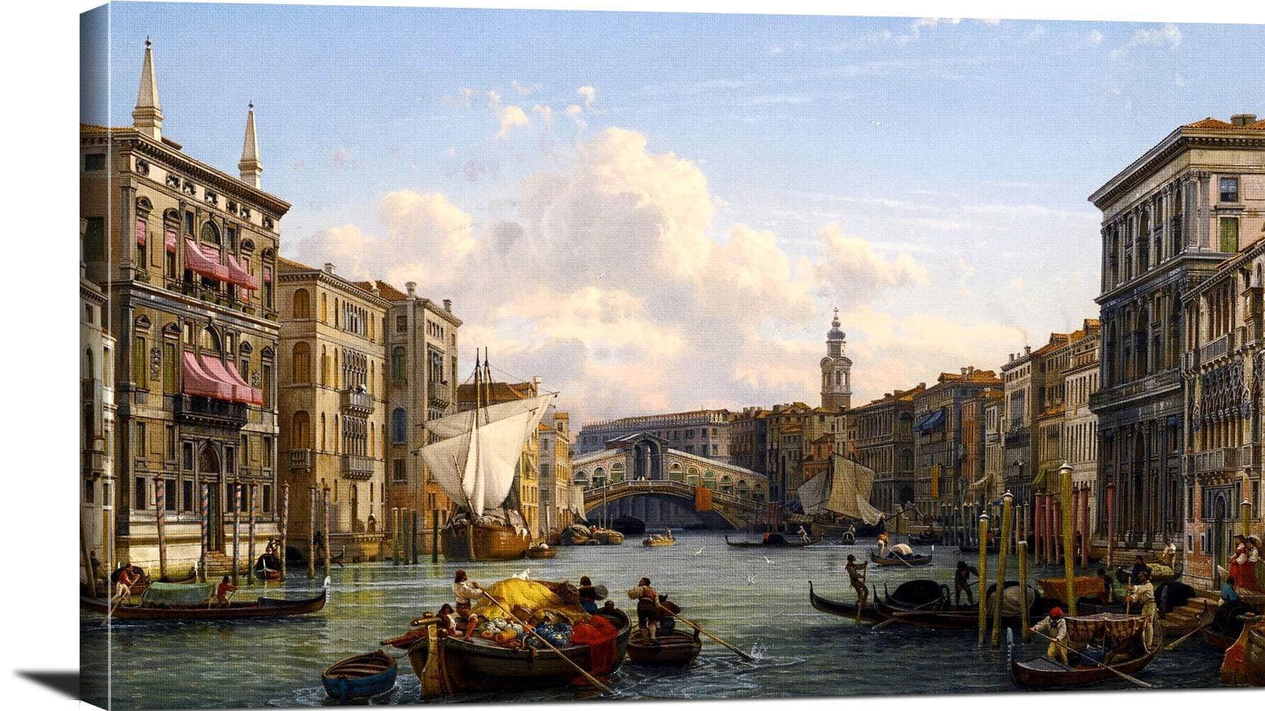 View Of The Grand Canal Rial To Bridge Venice Painting Friedrich Nerly Canvas Art - Image 3