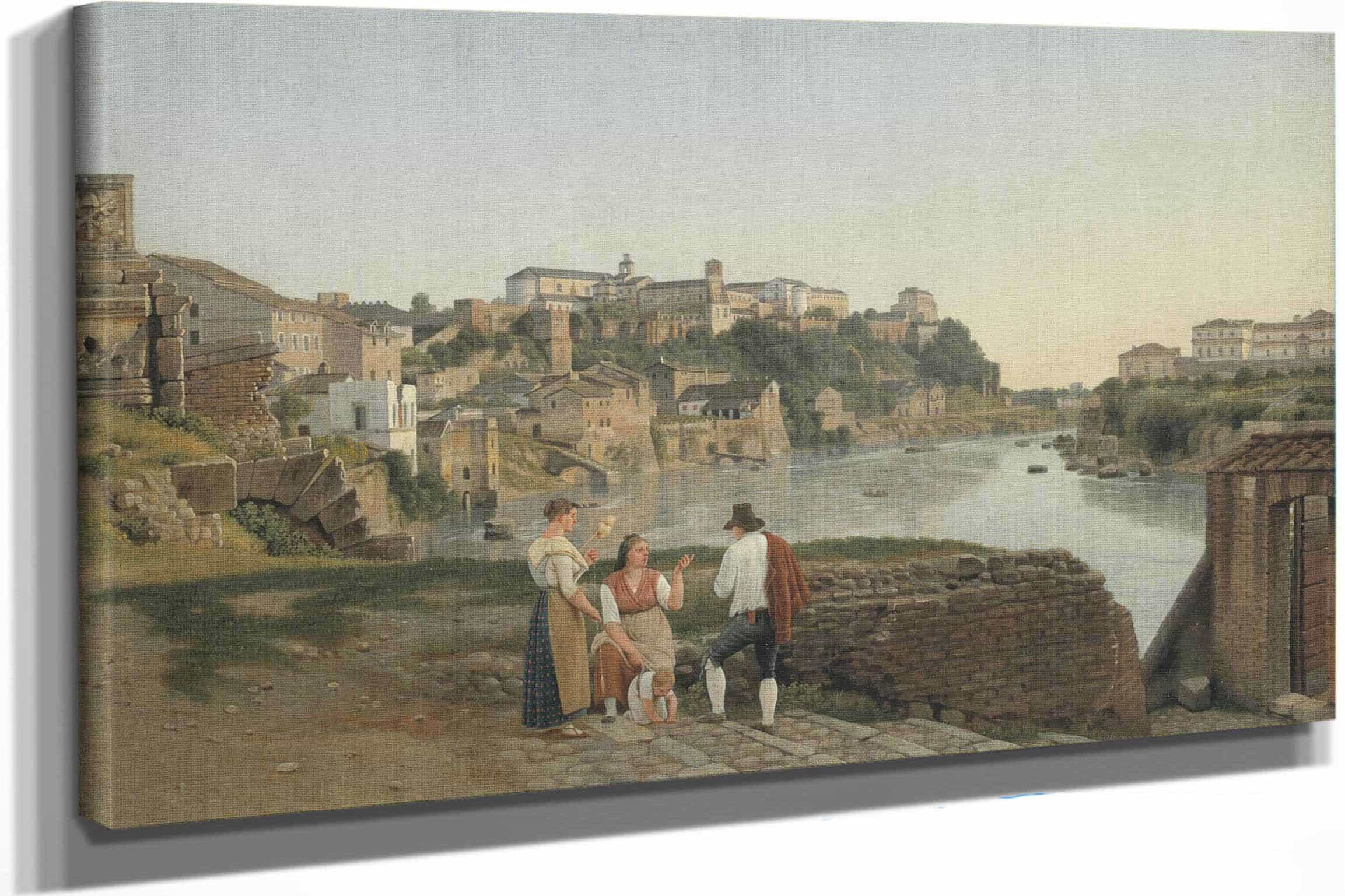 View Of The Tiber Towards The Aventin Hill In Rome by Christoffer Wilhelm Eckersberg
