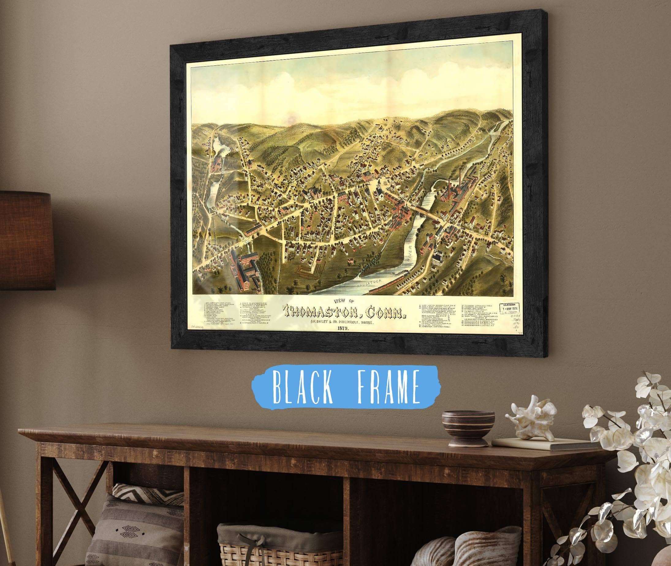View Of Thomaston Conn 1879 State of Connecticut - Image 2
