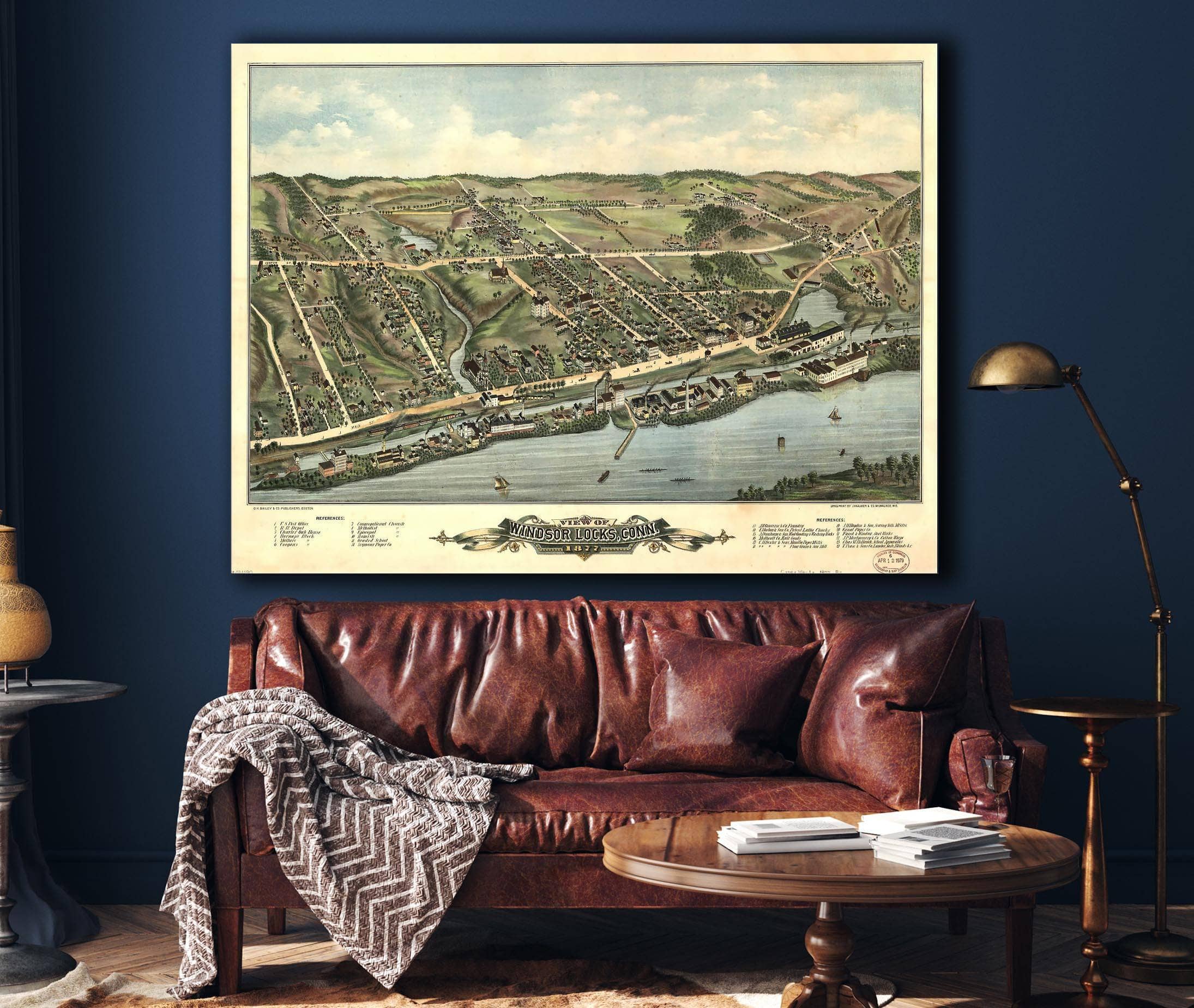 View Of Windsor Locks Conn 1877 State of Connecticut - Image 4
