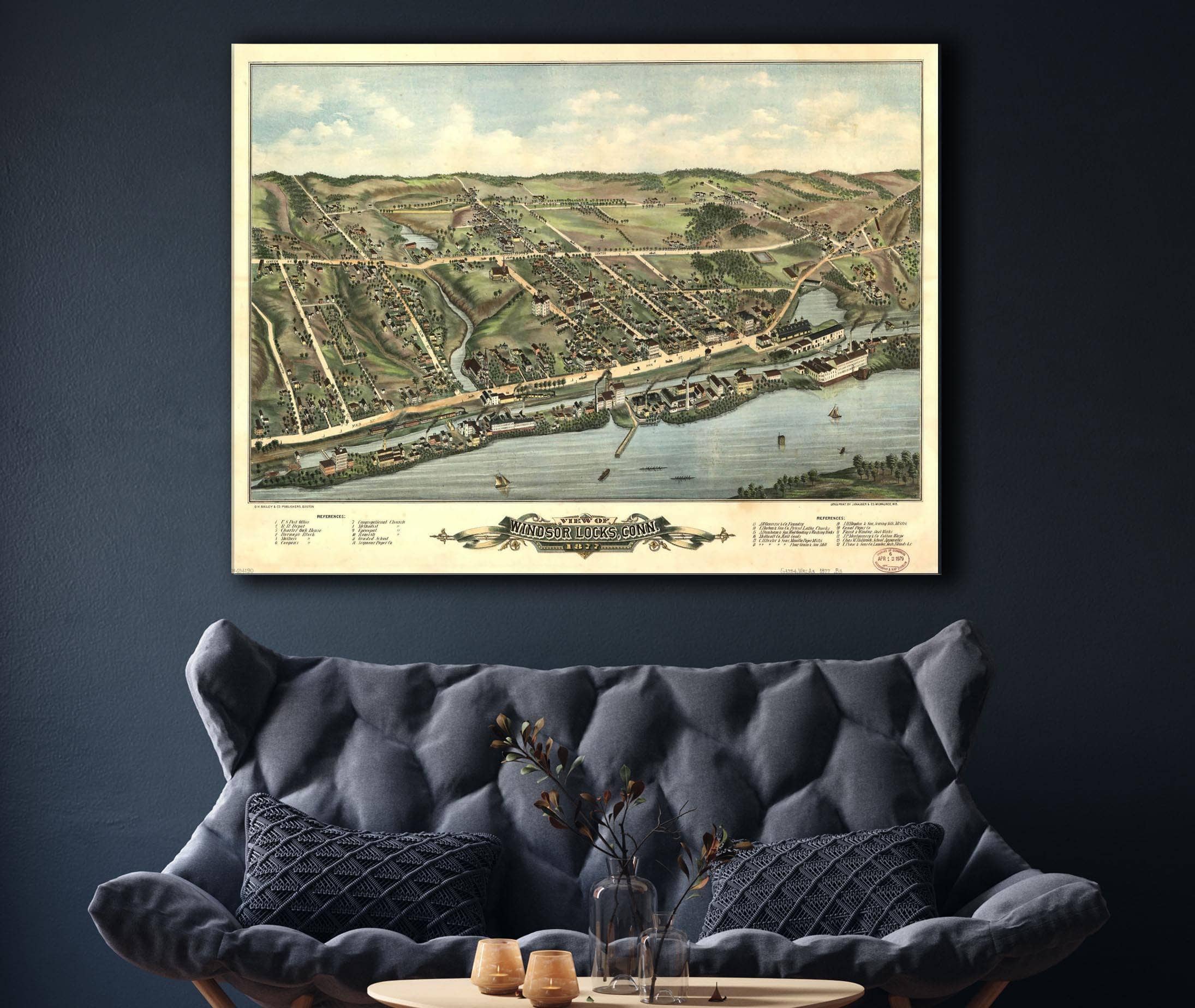 View Of Windsor Locks Conn 1877 State of Connecticut - Image 7