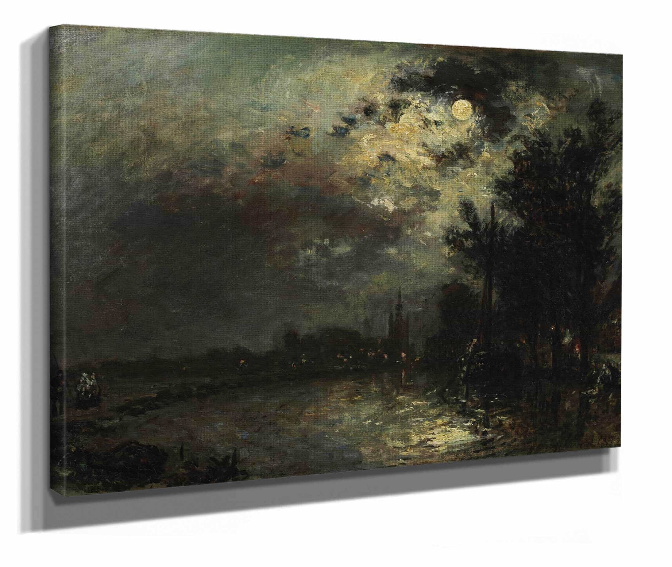 View On Overschie In Moonlight by Johan Barthold Jongkind - Image 2
