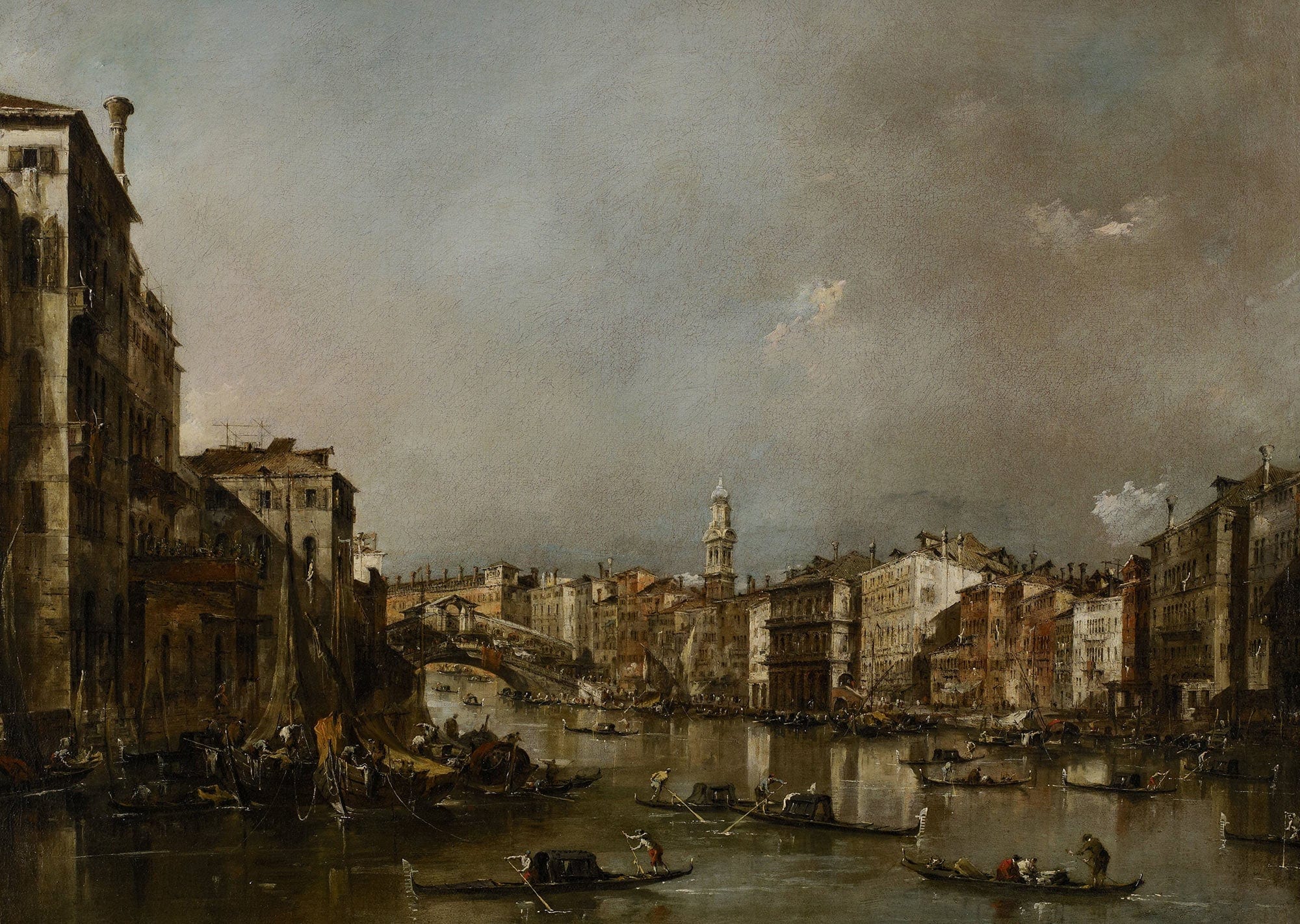 View Up The Grand Canal Toward The Rialto by Francesco Guardi - Image 2