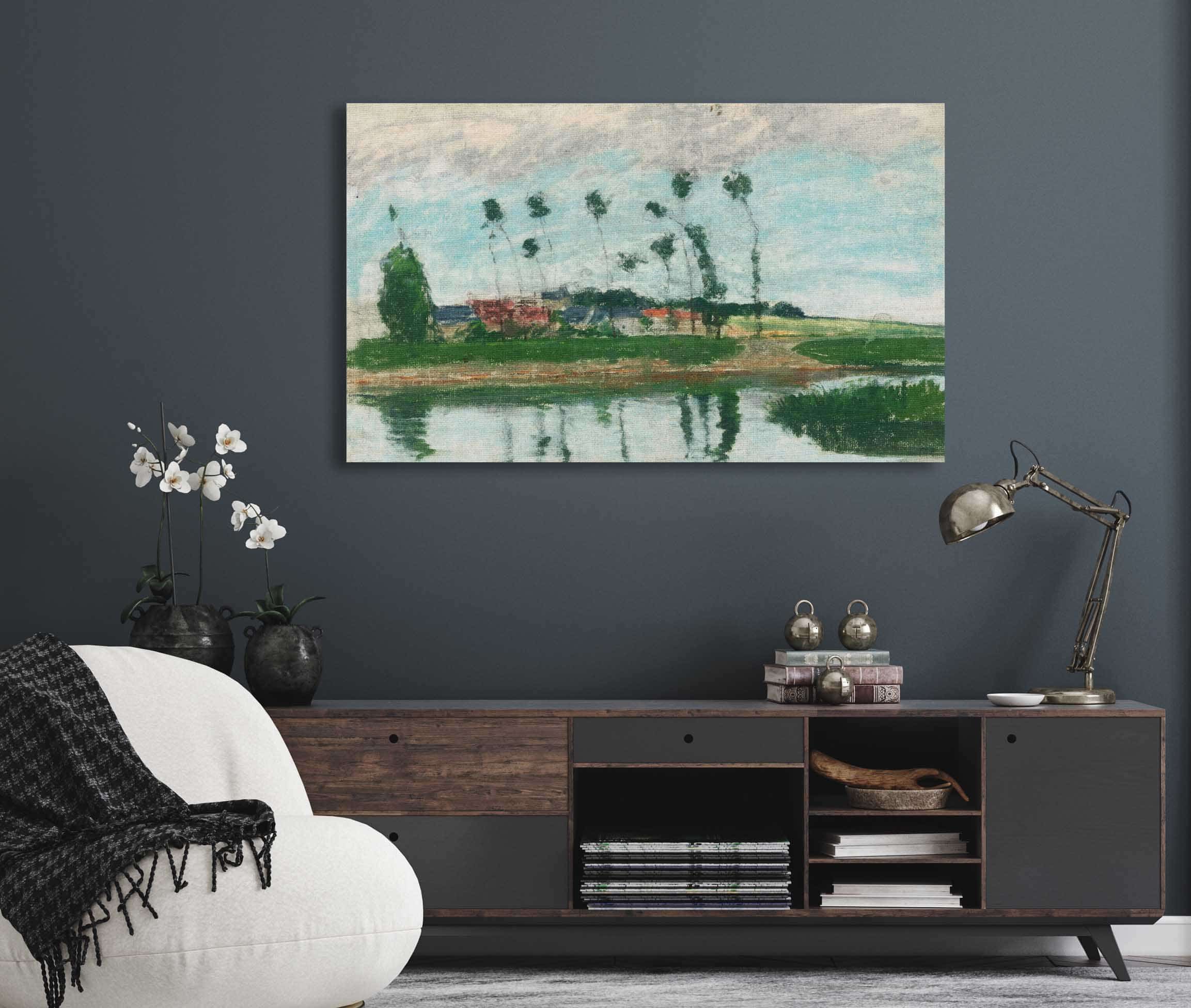Village Au Bord Dun Etang by Camille Pissarro - Image 5