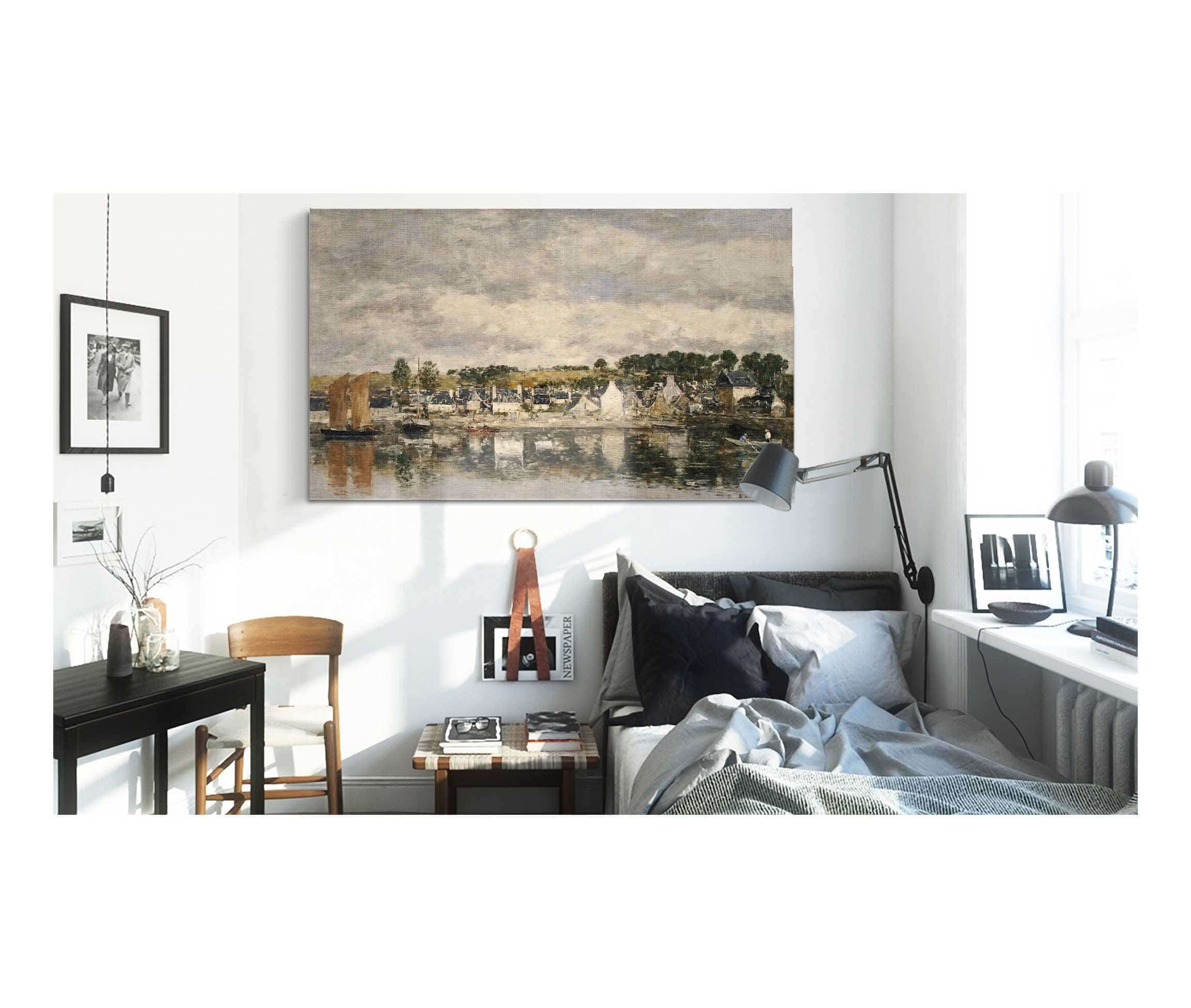 Village By A River by Eugene Boudin - Image 3
