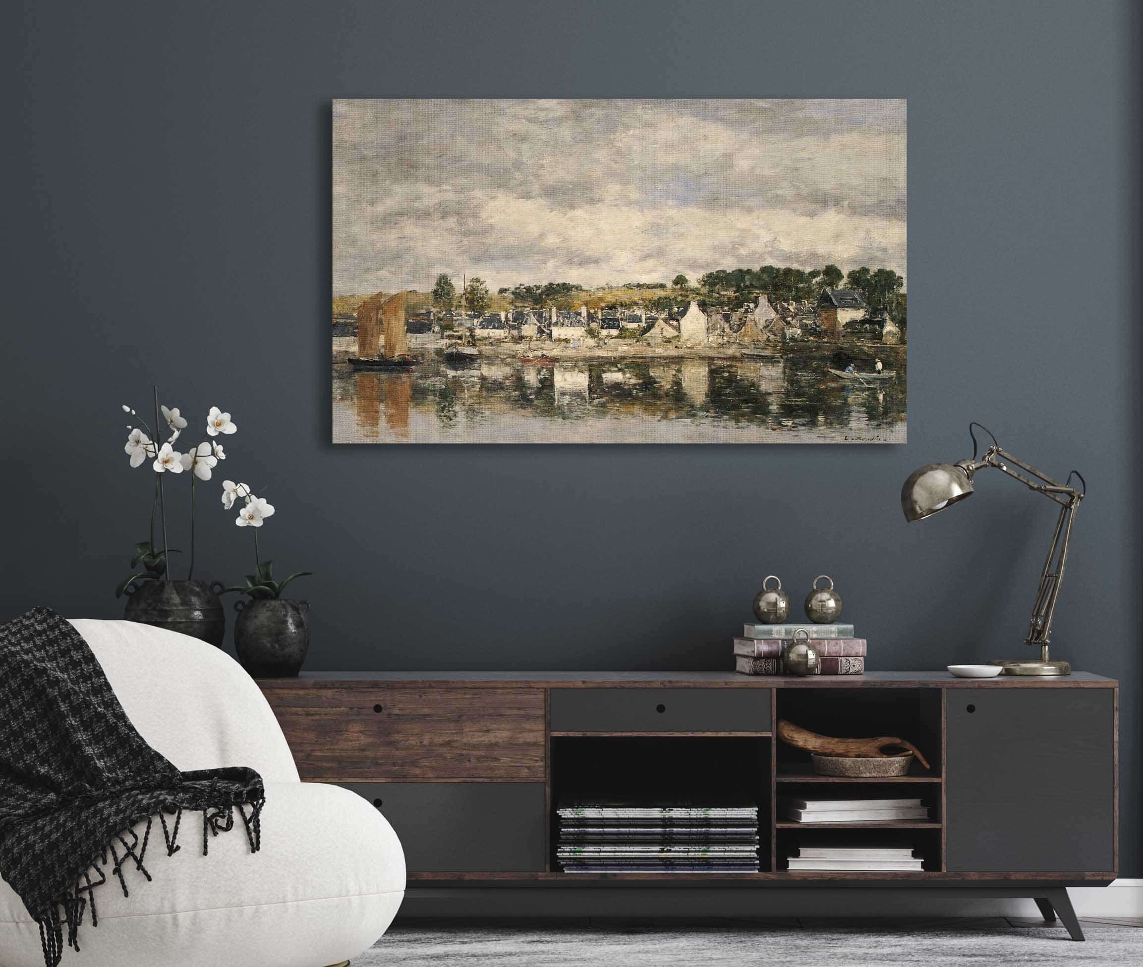 Village By A River by Eugene Boudin - Image 5