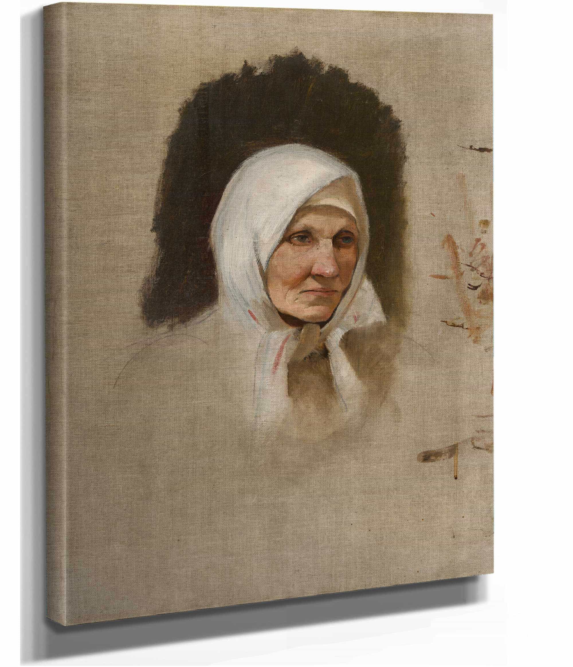 Village Woman In A White Scarf by Ladislav Mednyanszky - Image 2
