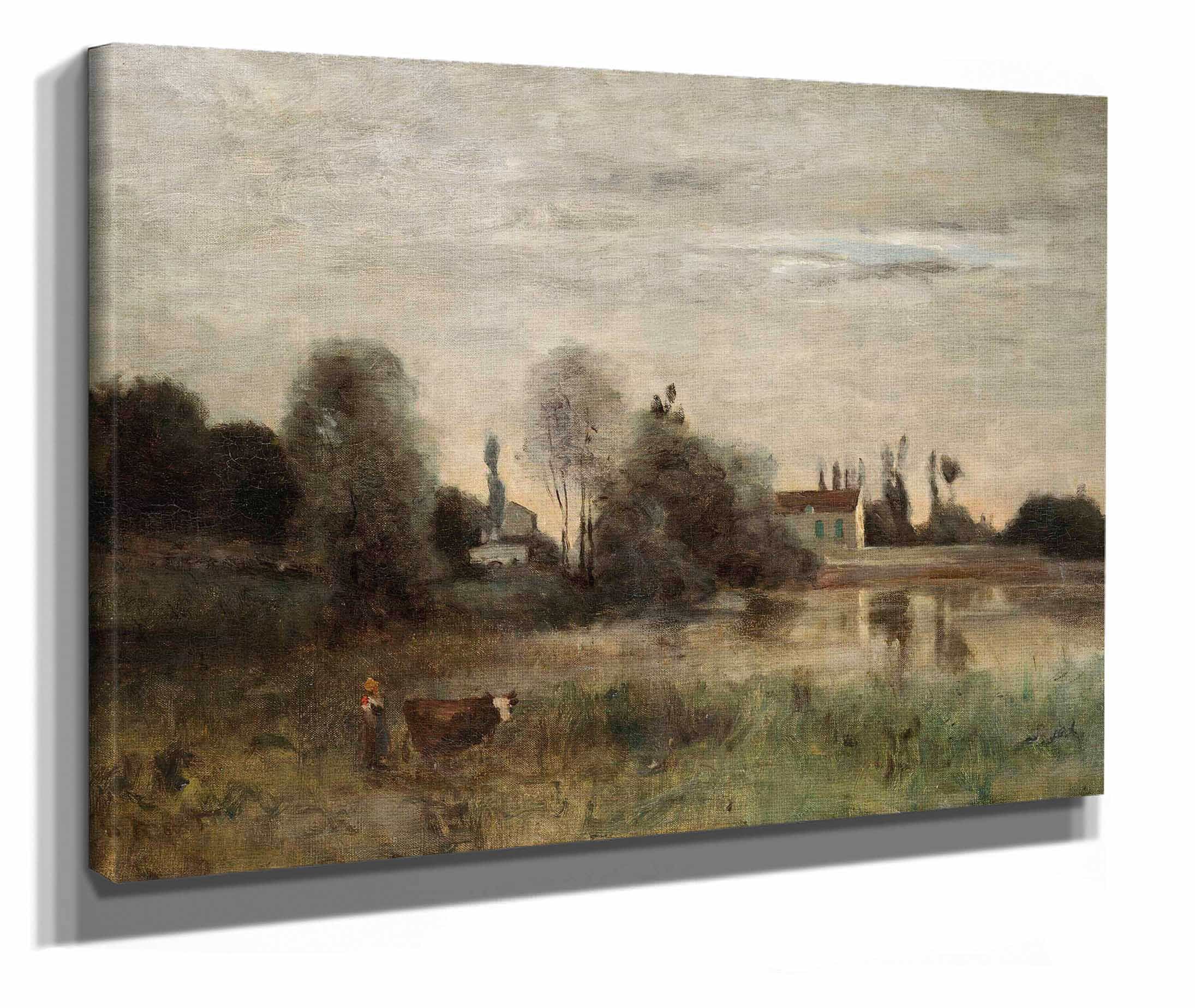 Ville Davray Vachere A Letang by Jean Baptiste Camille Corot - Image 2