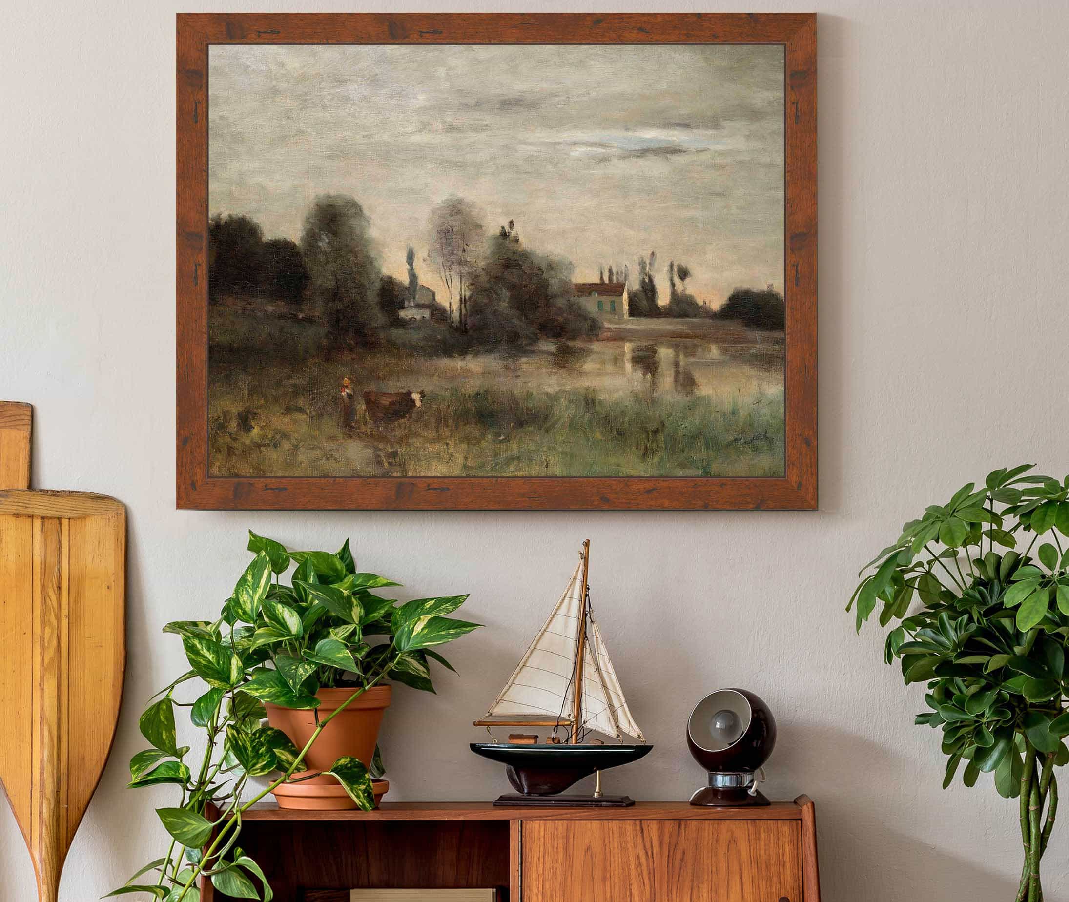 Ville Davray Vachere A Letang by Jean Baptiste Camille Corot - Image 3