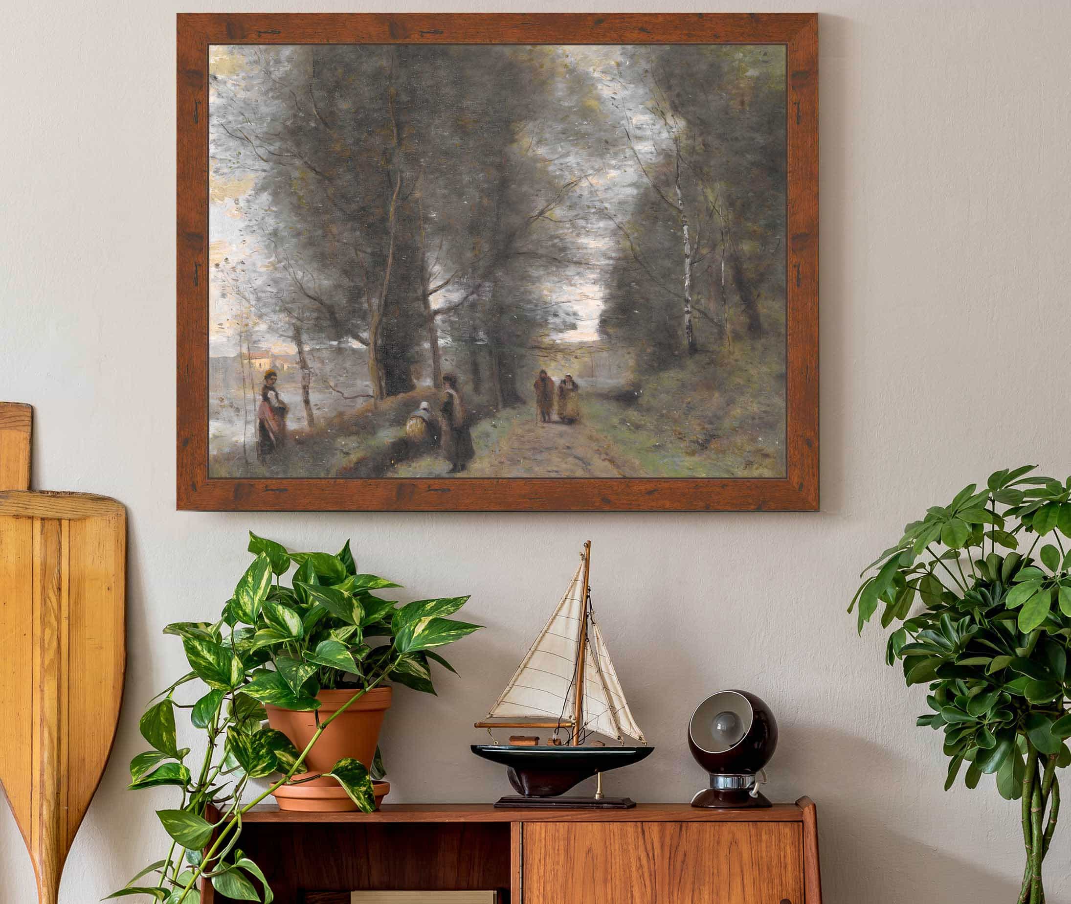 Ville Davray Woodland Path Bordering The Pond by Jean Baptiste Camille Corot - Image 3