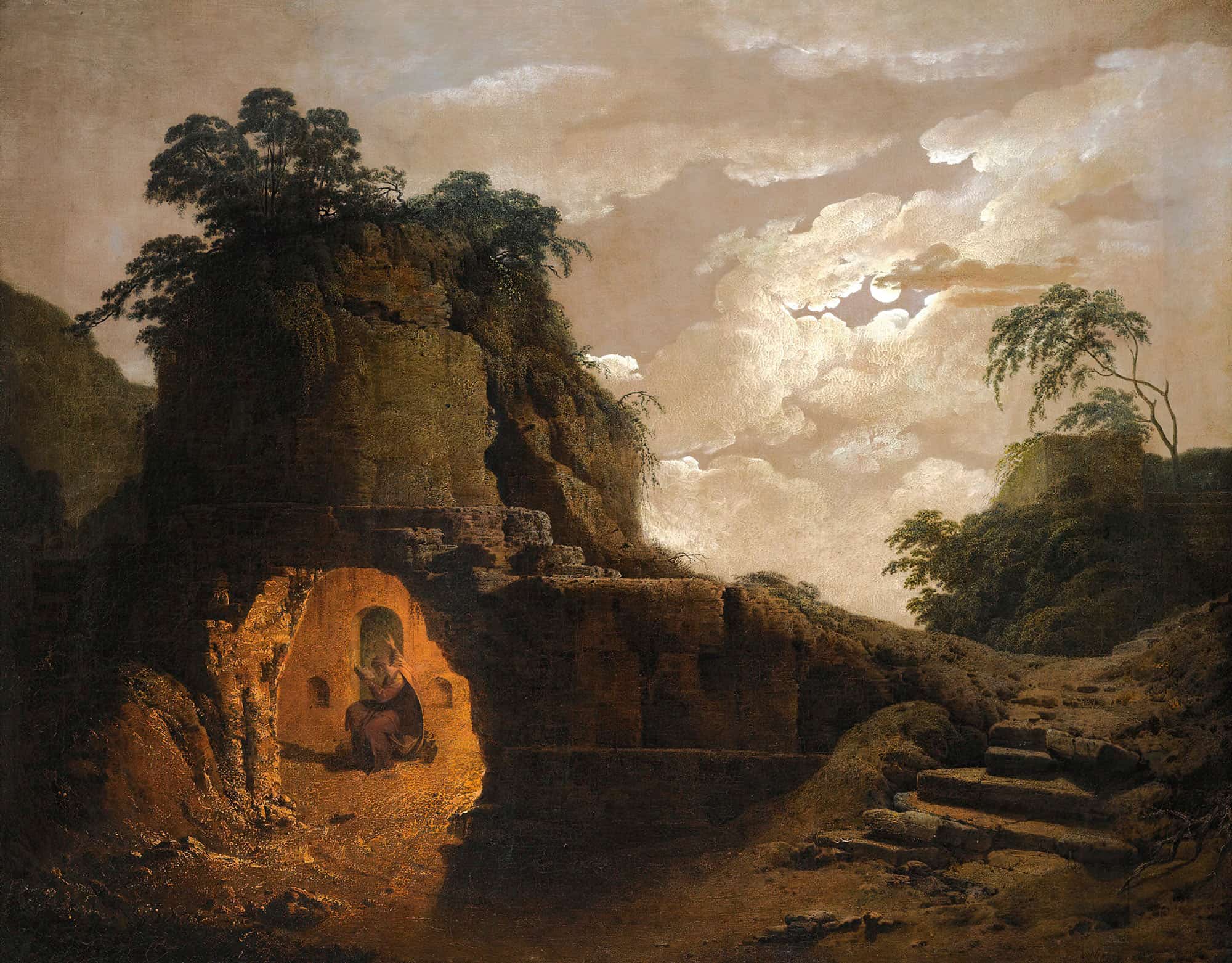 Virgils Tomb By Moonlight by Joseph Wright Of Derby