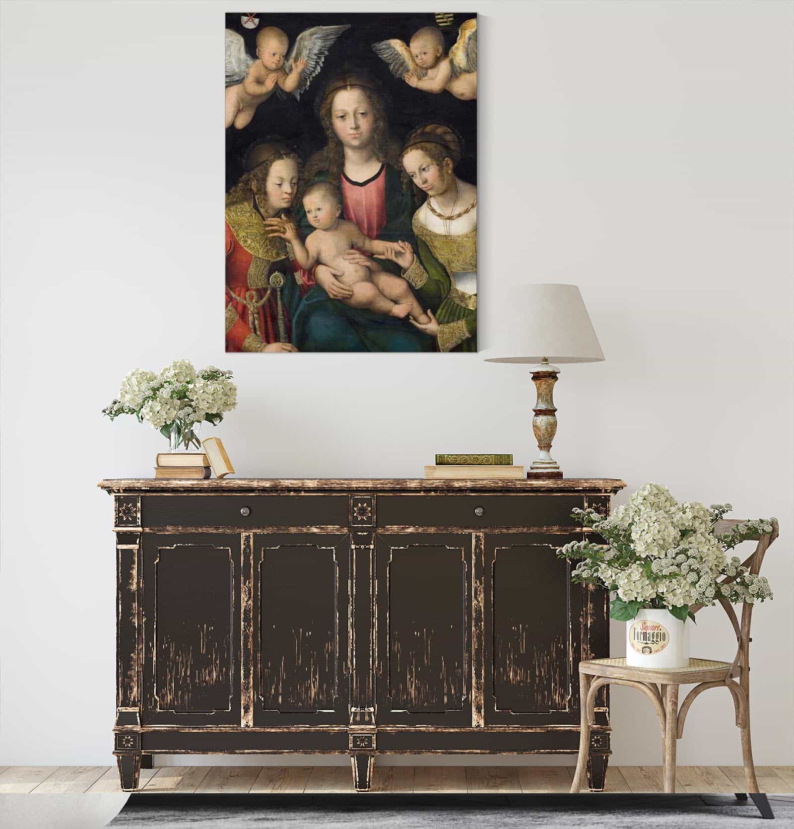 Virgin And Child With The Saints Catherine And Barbara by Lucas Cranach The Elder - Image 4