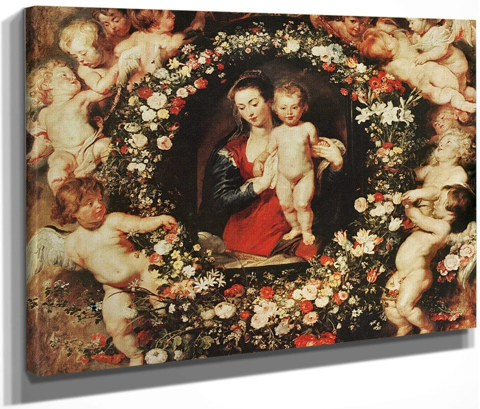 Virgin With A Garland Of Flowers By Peter Paul Rubens