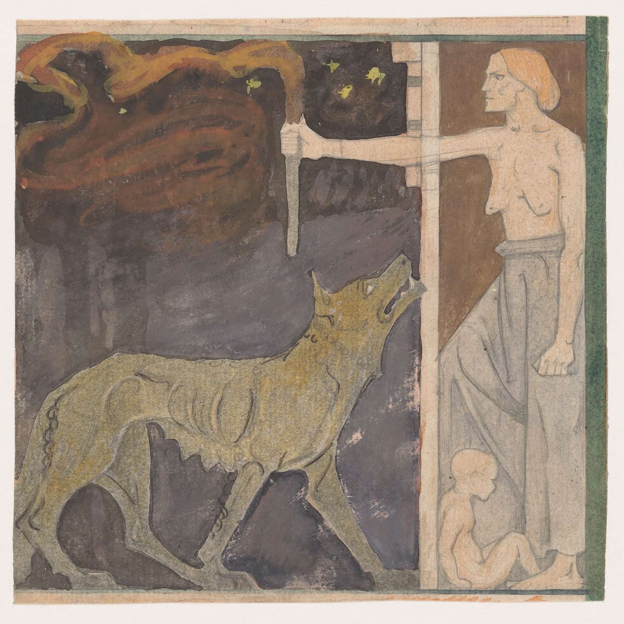 Vrouw Met Een Fakkel Een Kind En Een Wolf by Richard Nicolaus Roland Holst - Image 4