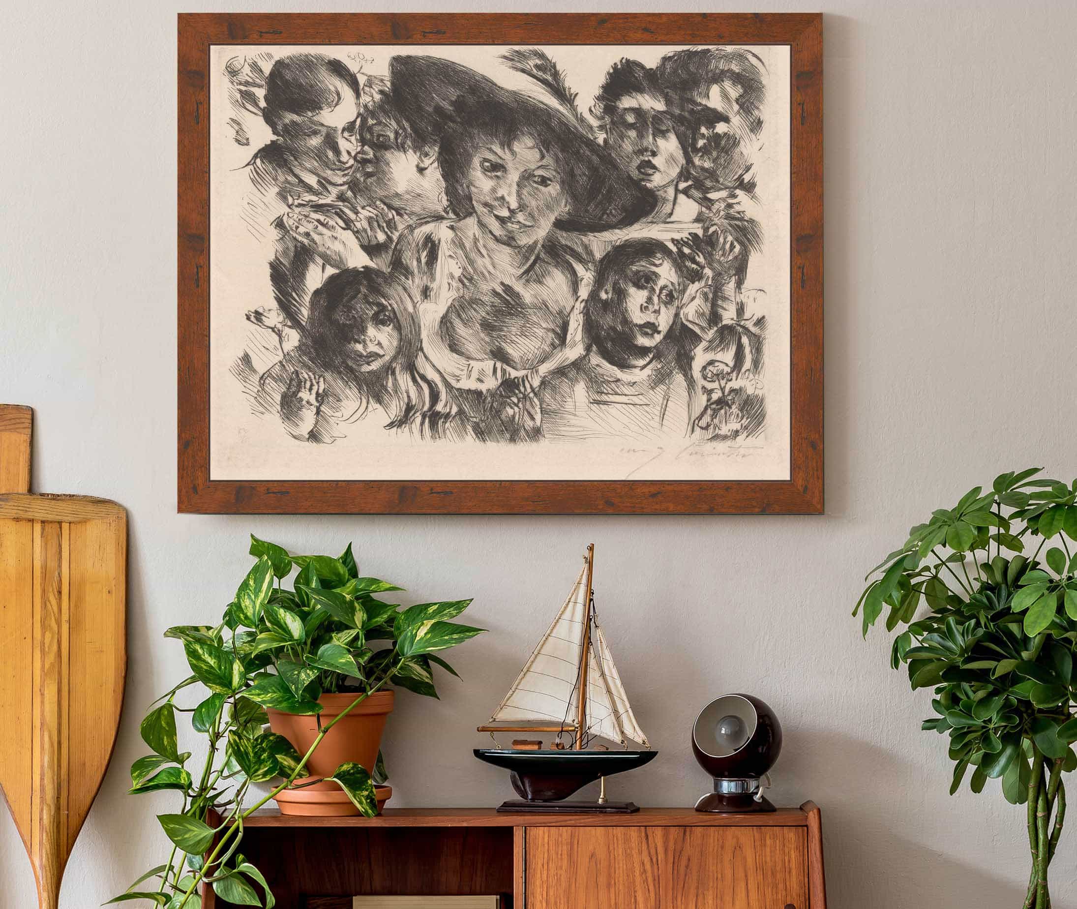 Vrouw Met Hoed Omringd Door Een Groep Gezichten by Lovis Corinth - Image 3