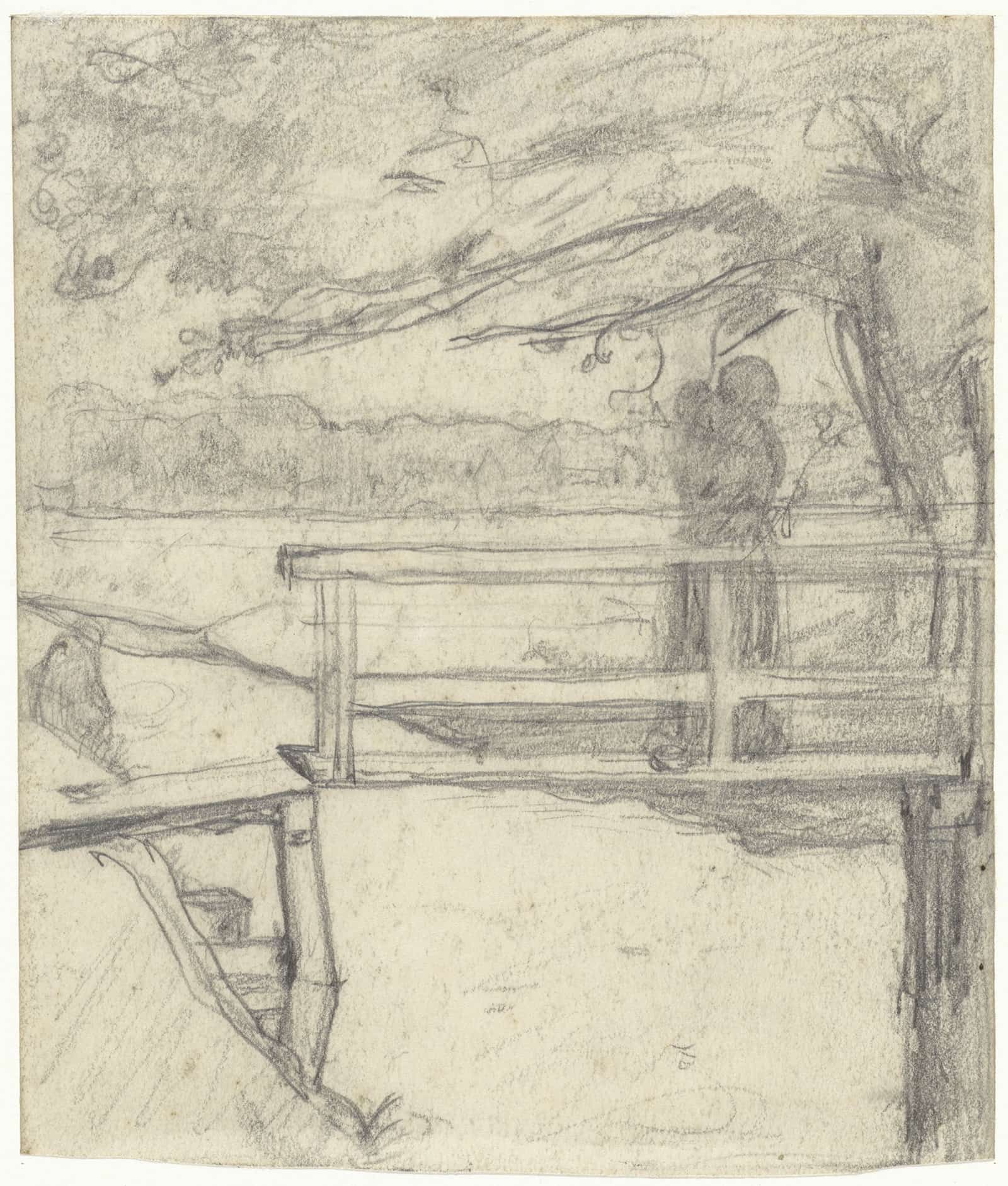 Vrouw Met Kind Op Een Bruggetje by Richard Nicolaus Roland Holst