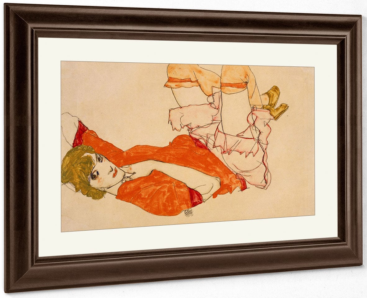 Wally In Red Blouse With Raised Knees 1913 Watercolor Gouache 31X47Cm Pc By Egon Schiele - Image 5