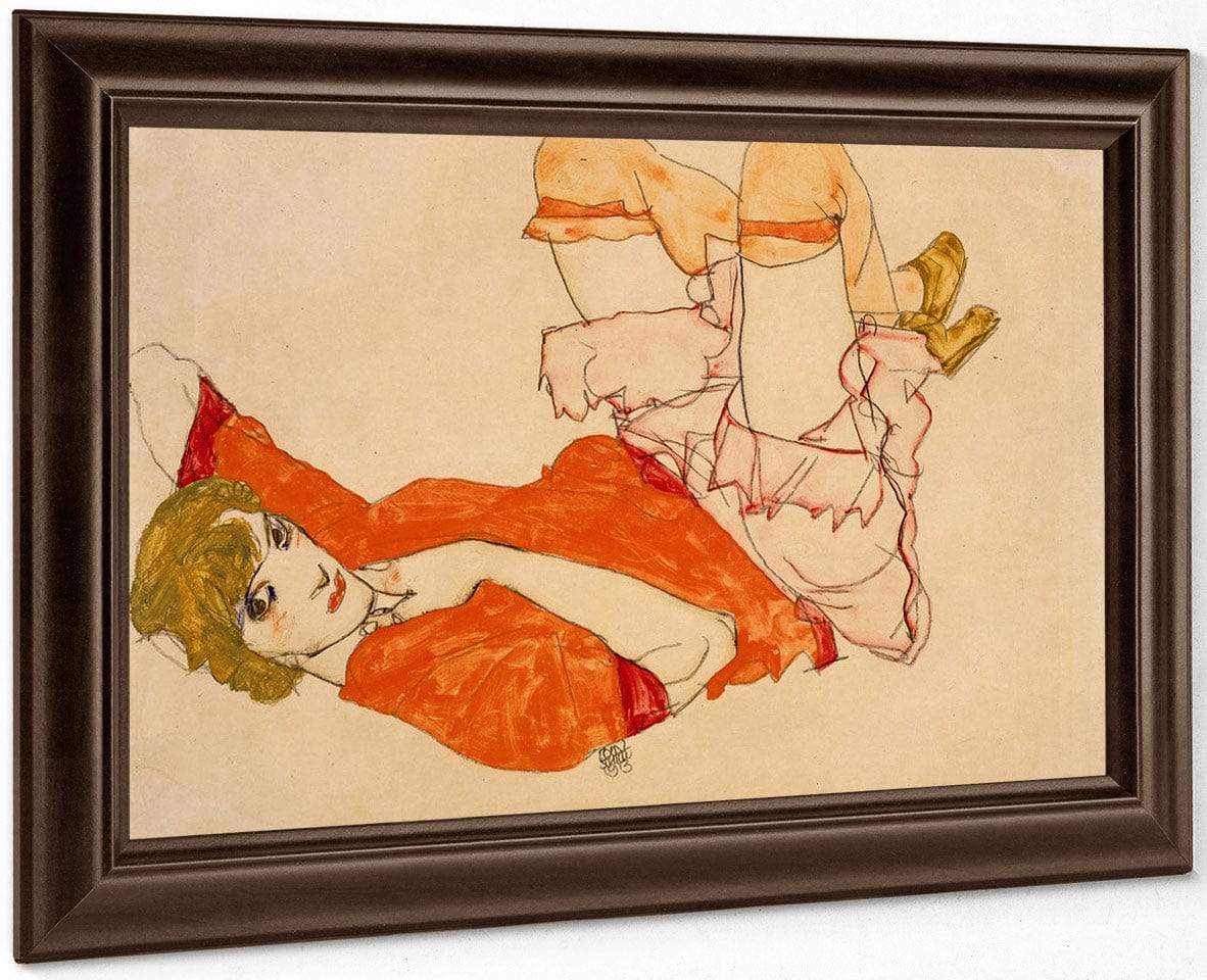 Wally In Red Blouse With Raised Knees 1913 Watercolor Gouache 31X47Cm Pc By Egon Schiele - Image 6