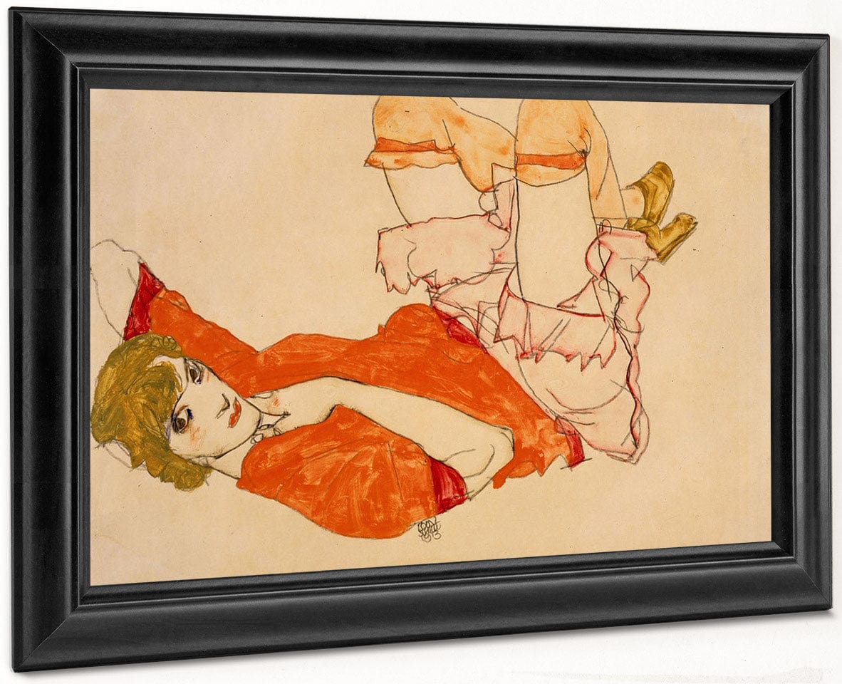 Wally In Red Blouse With Raised Knees 1913 Watercolor Gouache 31X47Cm Pc By Egon Schiele - Image 8