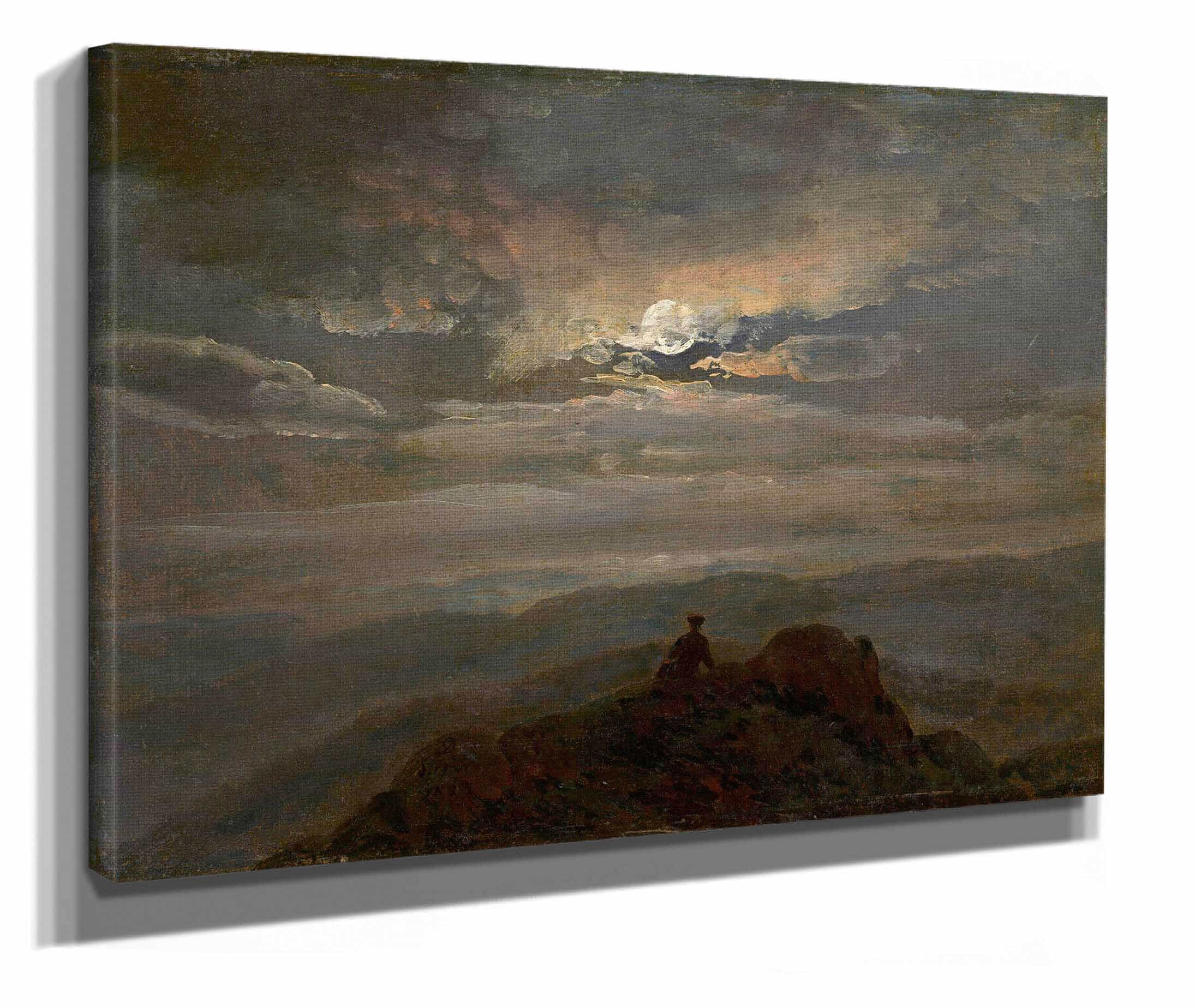 Wanderer On A Mountain Top Landscape In Moonlight by Johan Christian Dahl - Image 2