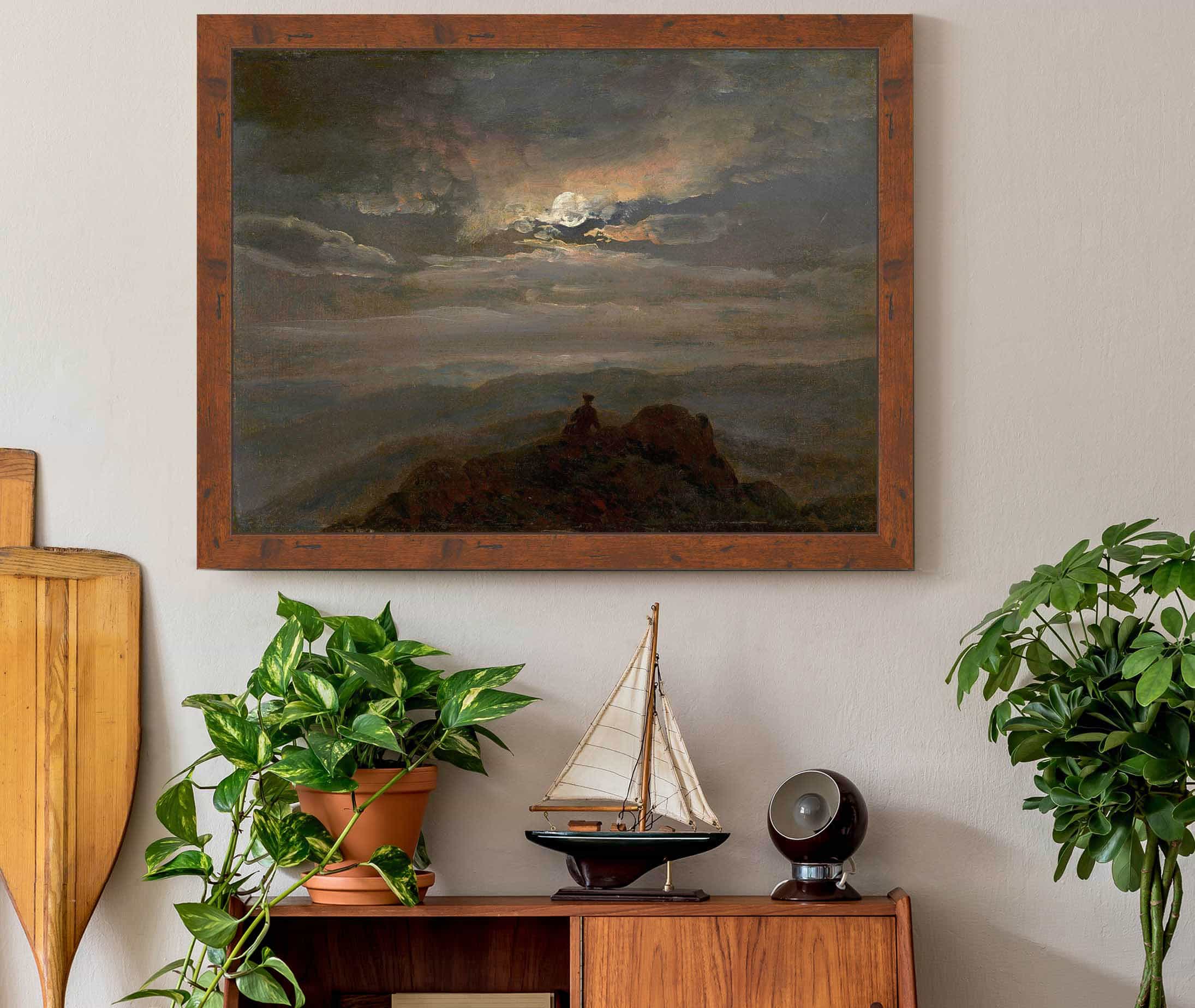 Wanderer On A Mountain Top Landscape In Moonlight by Johan Christian Dahl - Image 3