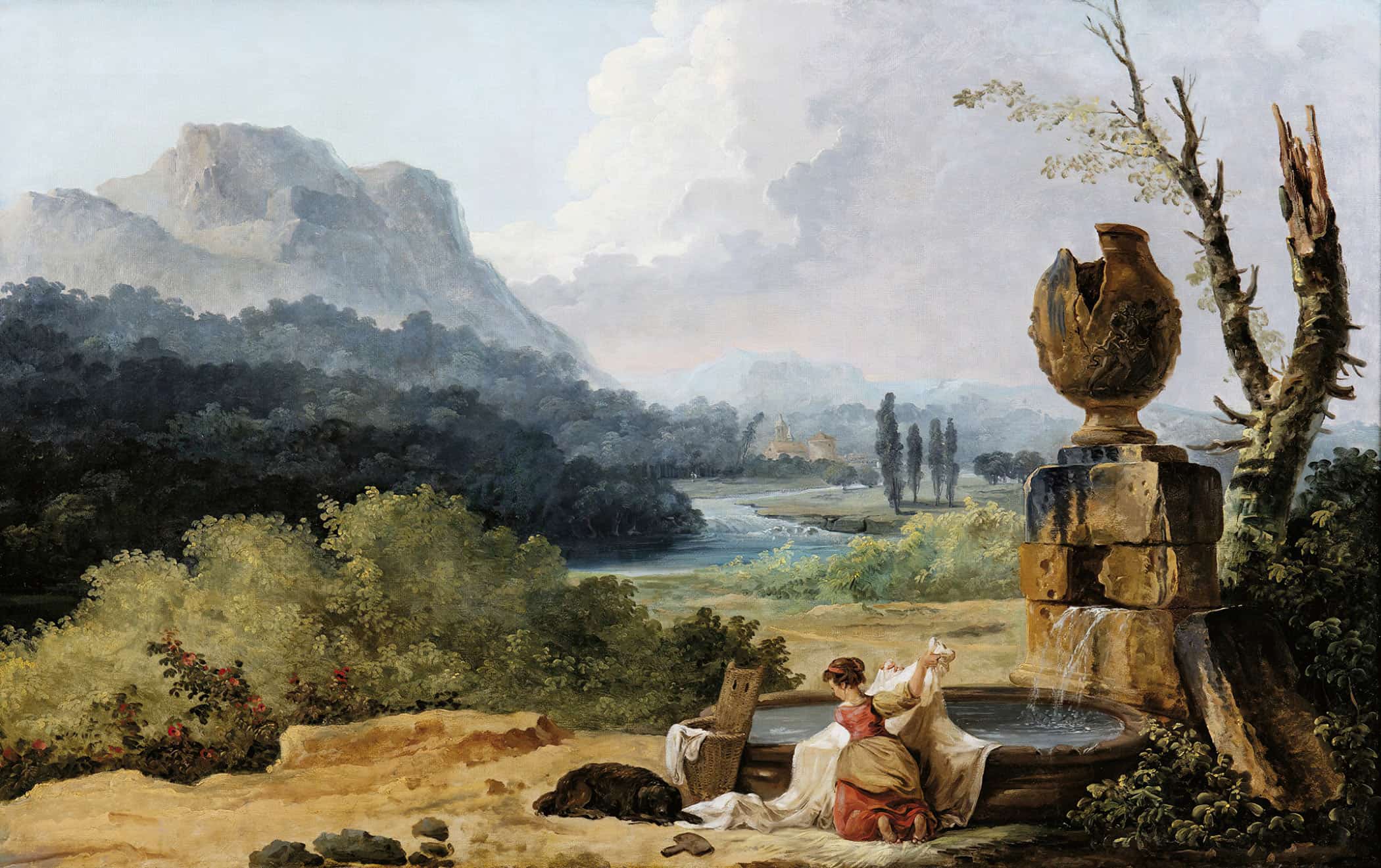 Washerwoman In A Landscape by Hubert Robert - Image 2
