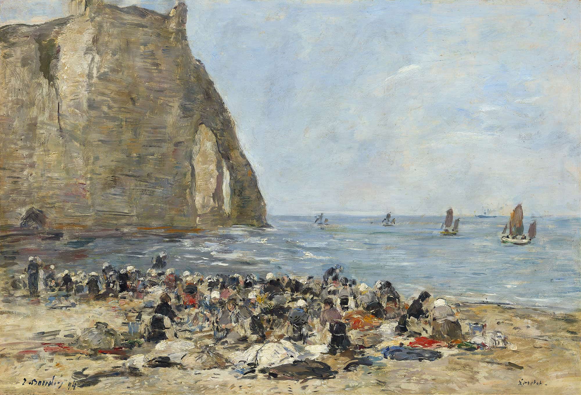Washerwomen On The Beach Of Etretat by Eugene Boudin - Image 2