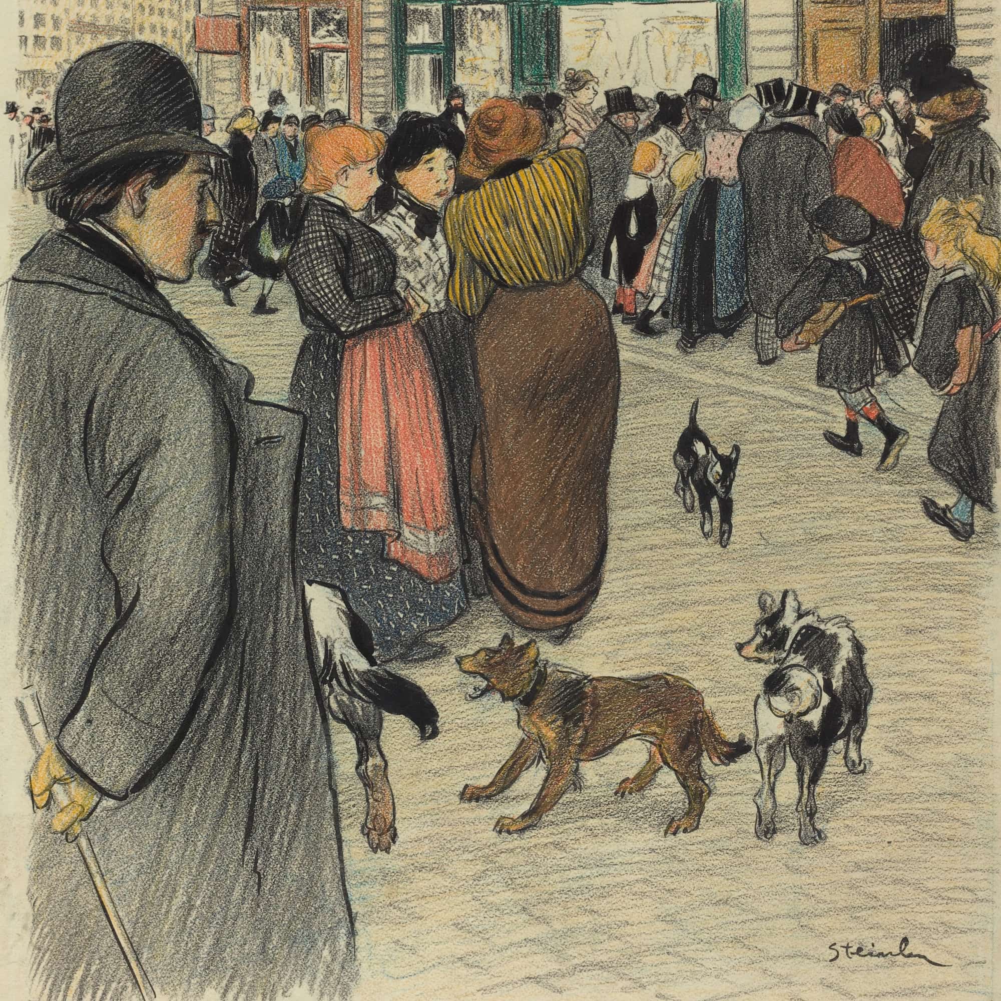 Watching The Crowd by Theophile Alexandre Steinlen - Image 4