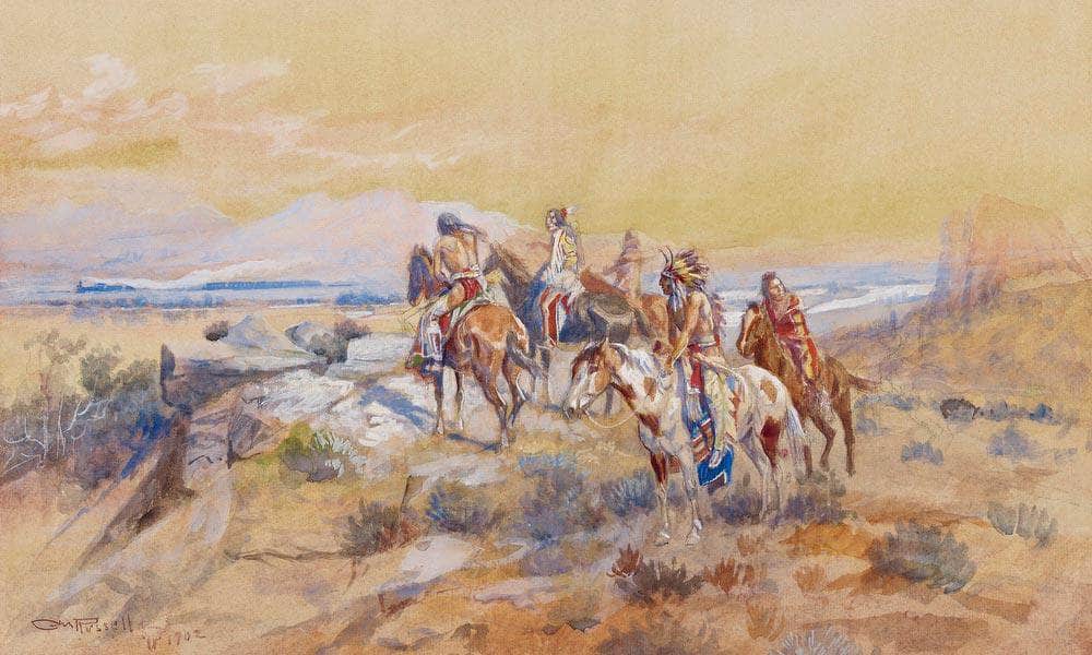 Watching The Iron Horse By Charles Marion Russell - Image 7