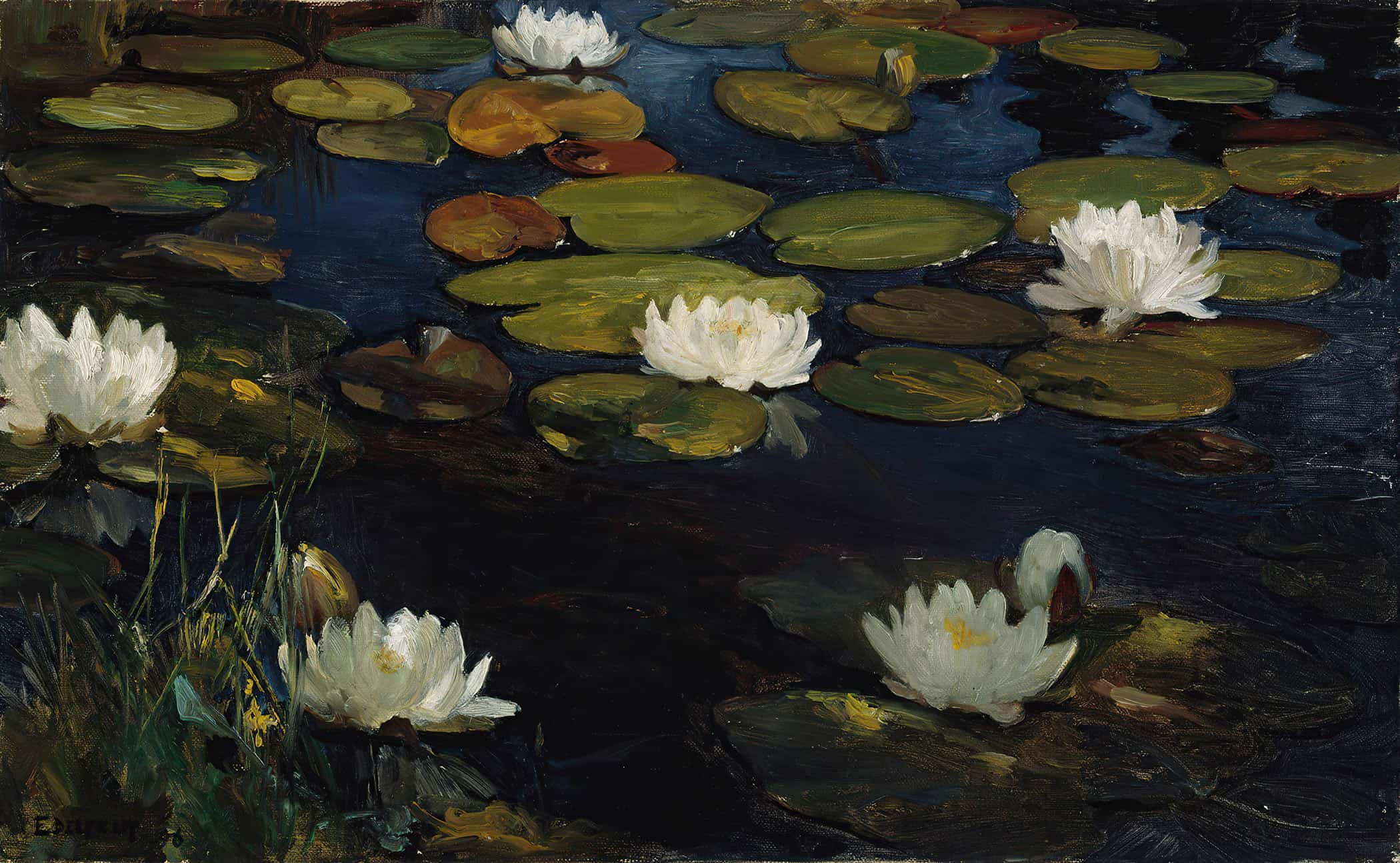 Water Lilies Study For The Youth And A Mermaid By Albert Edelfelt - Image 2