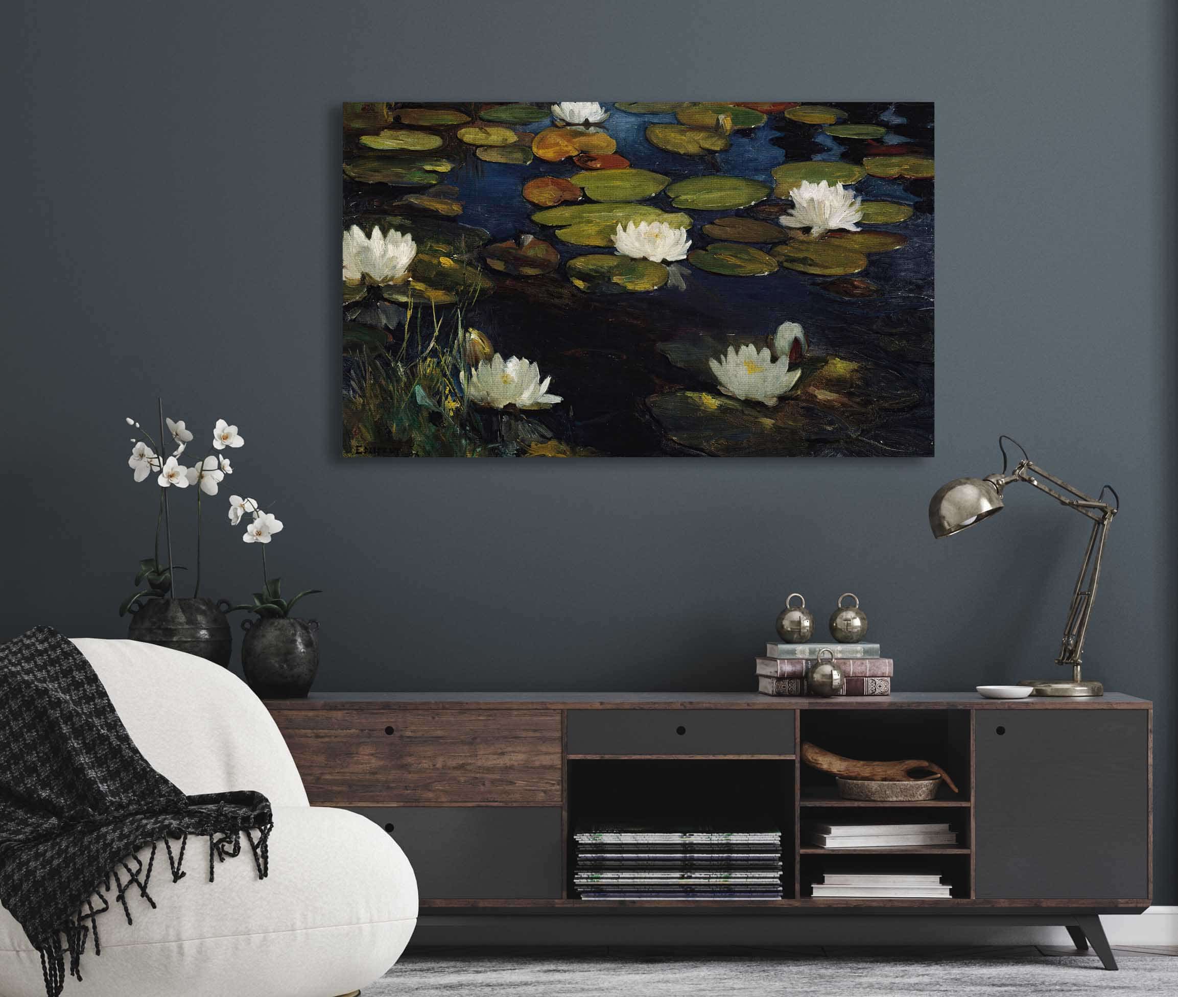 Water Lilies Study For The Youth And A Mermaid By Albert Edelfelt - Image 5