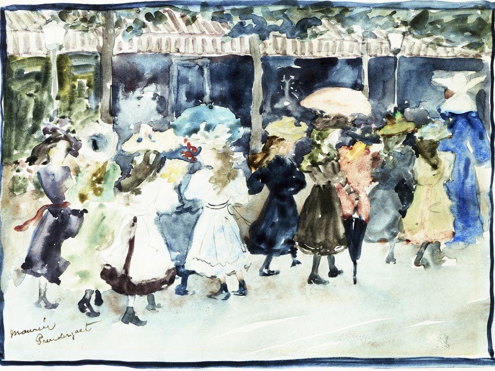 Watercolor Of Girls Walking Along The Boardwalk By Maurice Brazil Prendergast - Image 7