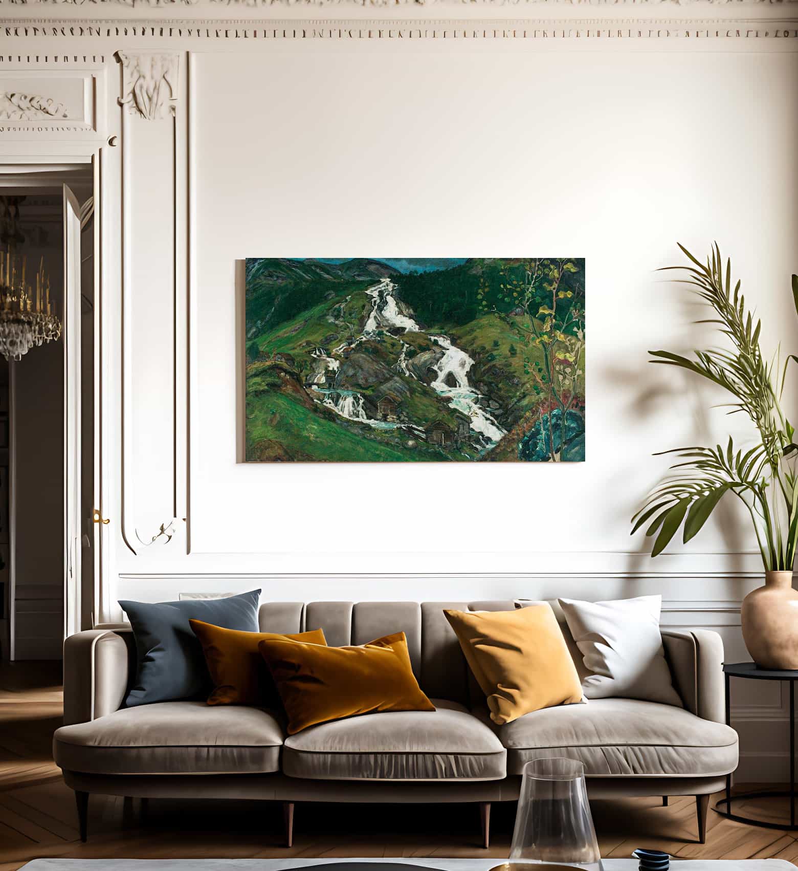 Waterfall And Mill House By Nicolai Astrup - Image 3