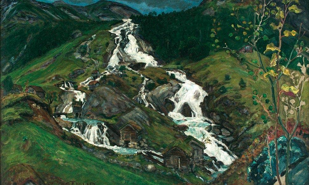 Waterfall And Mill House By Nicolai Astrup - Image 7