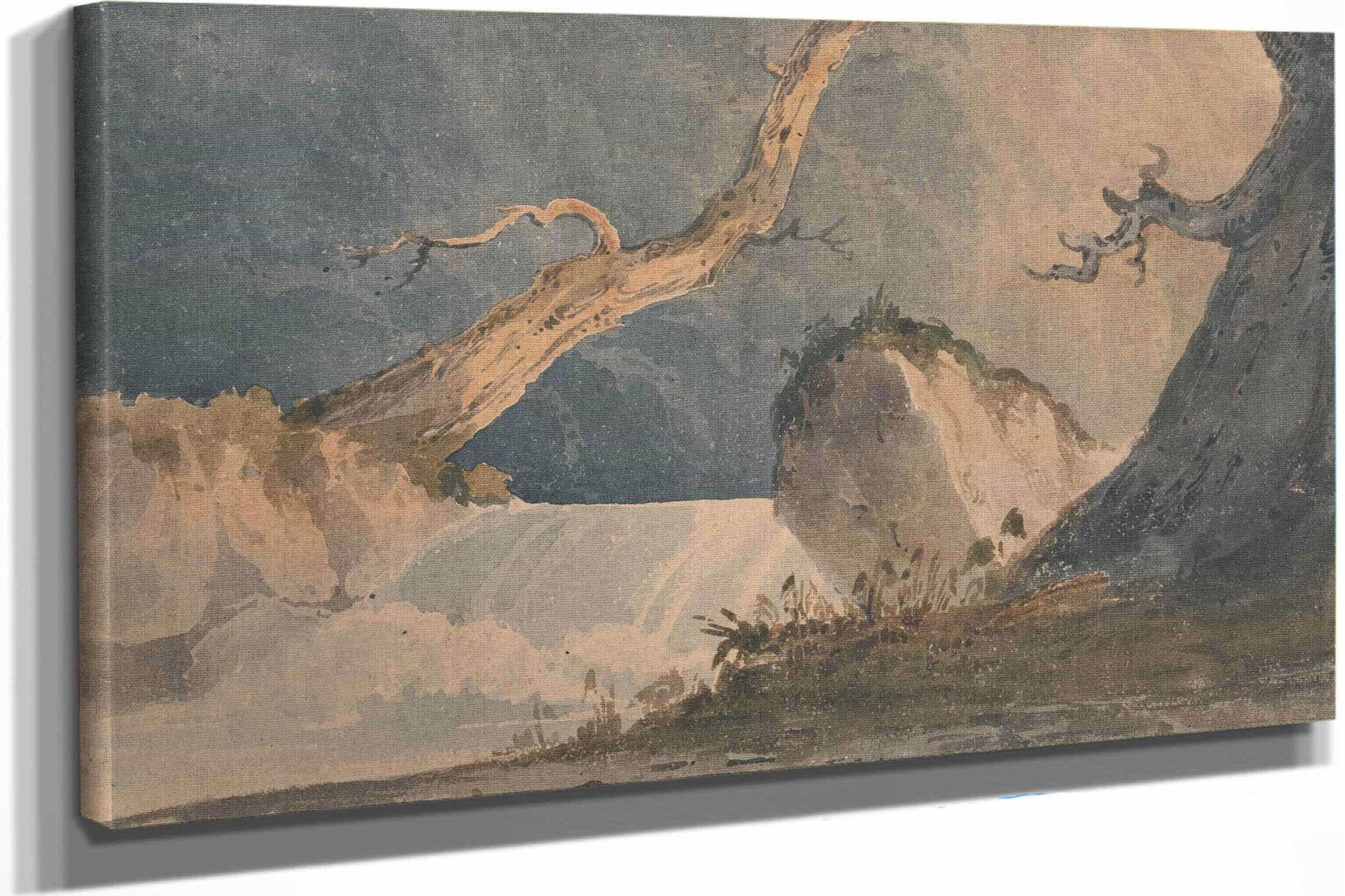 Waterfall In A Desolate Landscape by John Sell Cotman - Image 2