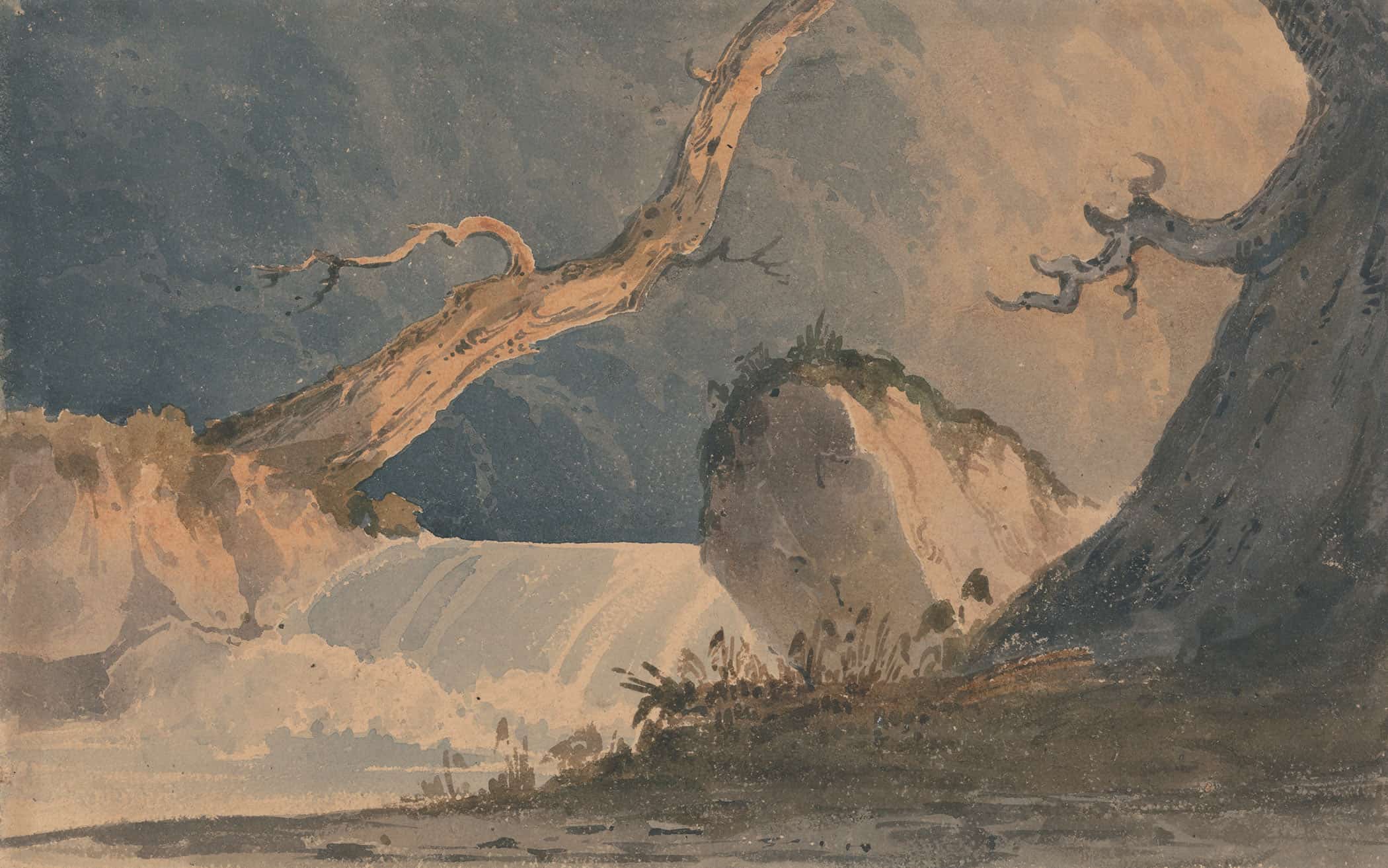 Waterfall In A Desolate Landscape by John Sell Cotman - Image 4