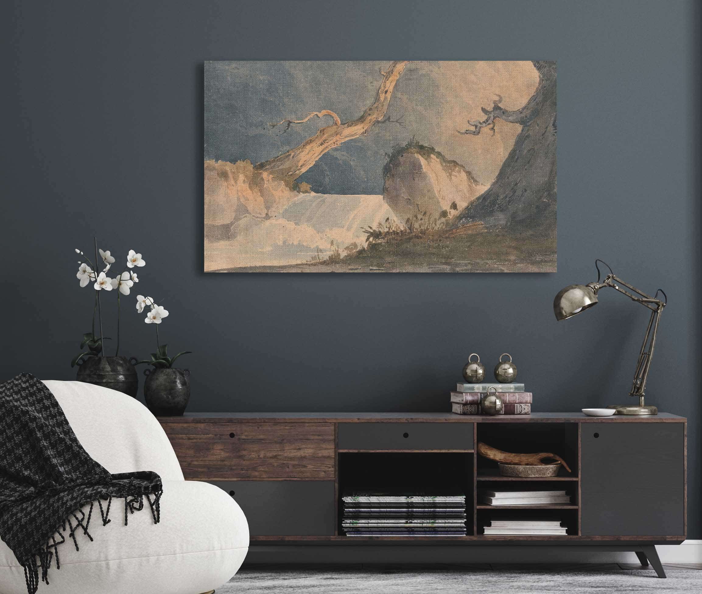 Waterfall In A Desolate Landscape by John Sell Cotman - Image 9