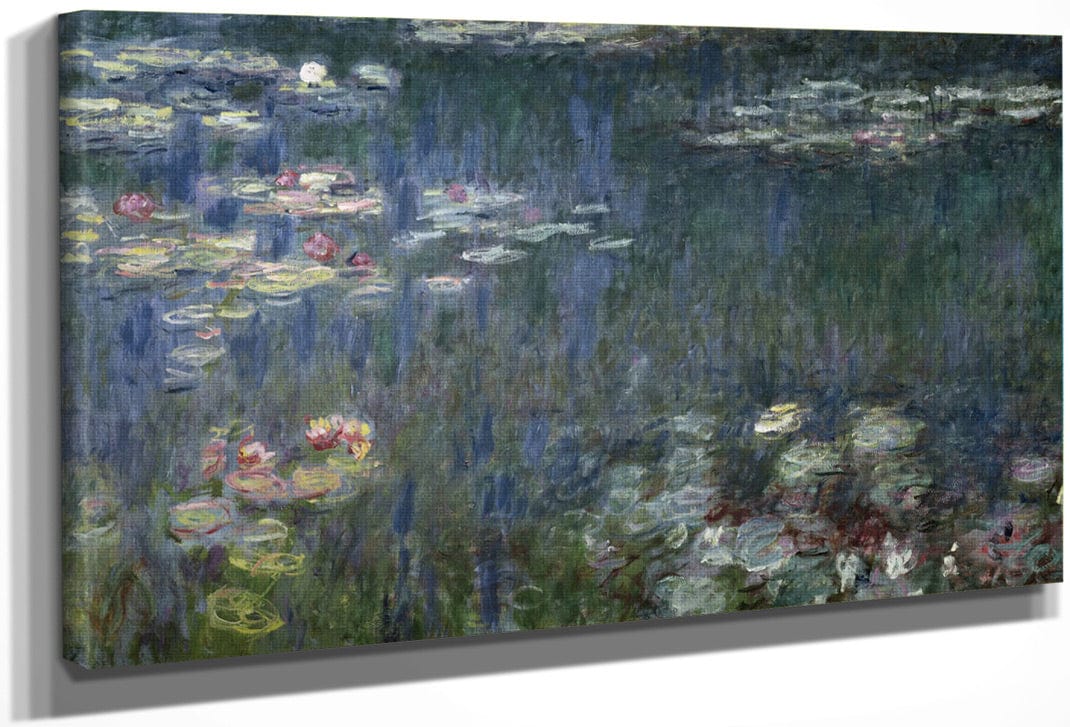 Waterlilies Green Reflections (Left Section) By Claude Monet