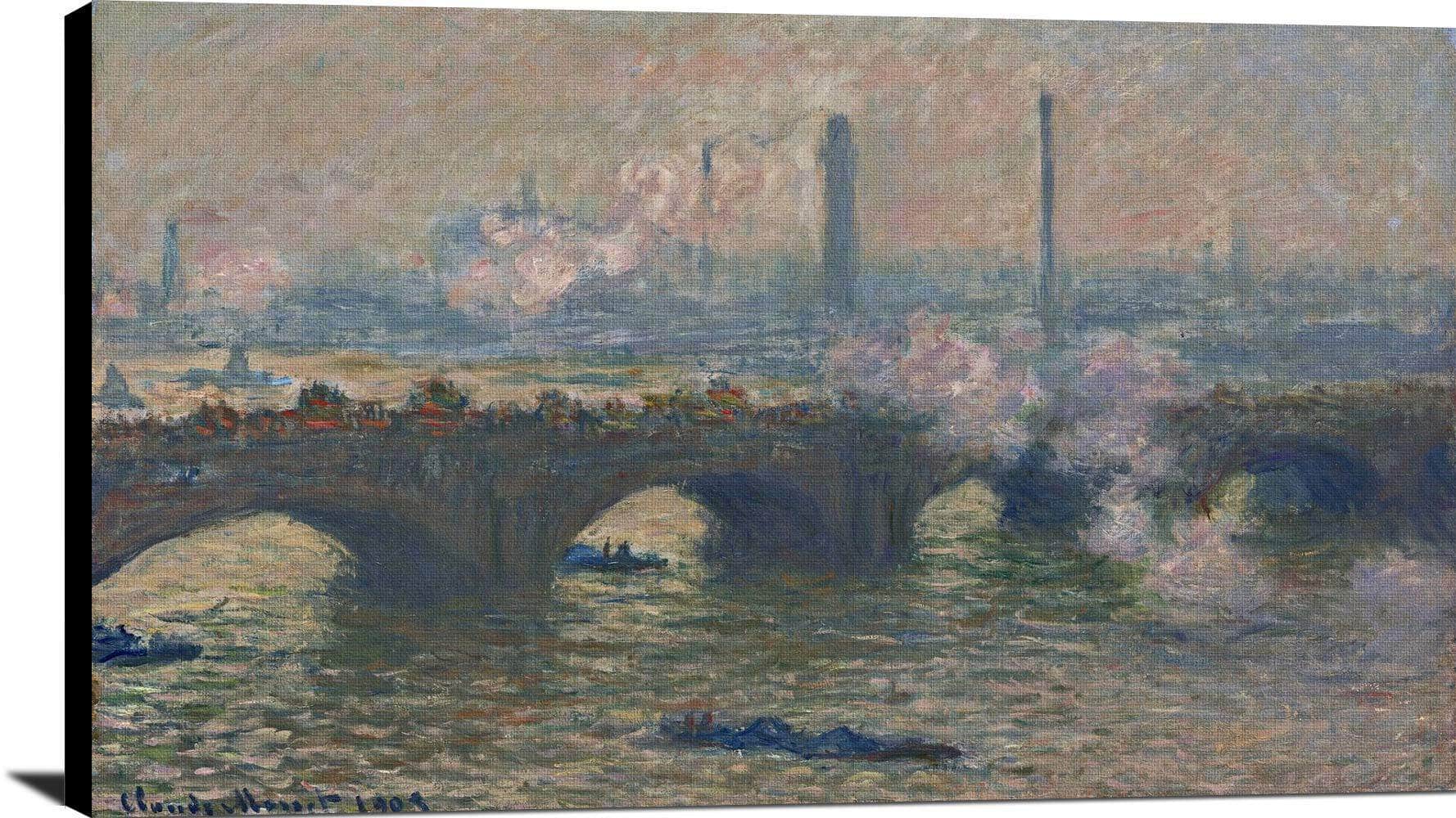 Waterloo Bridge, Gray Day Painting Claude Monet Canvas Art - Image 2