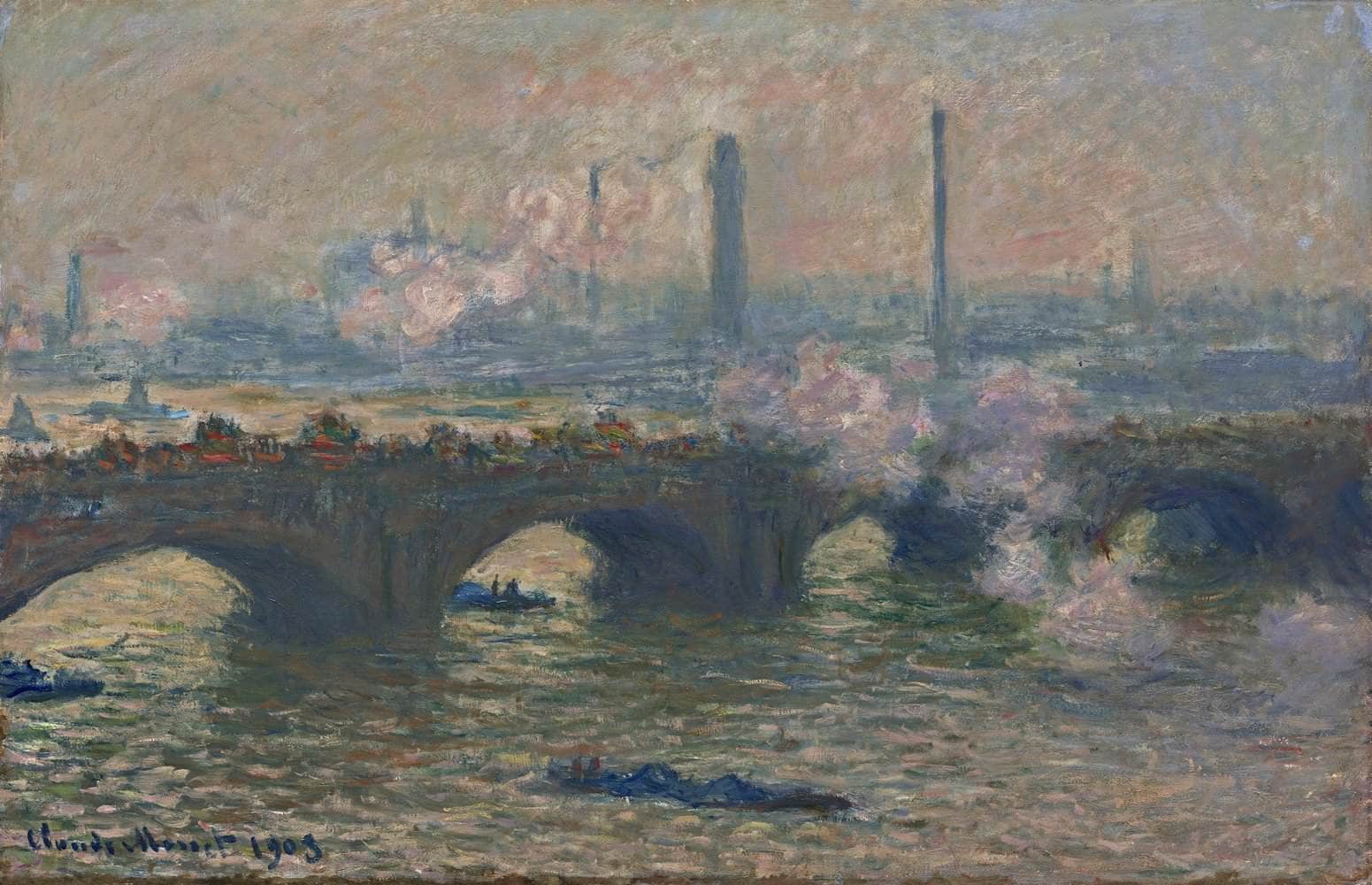 Waterloo Bridge, Gray Day Painting Claude Monet Canvas Art - Image 5