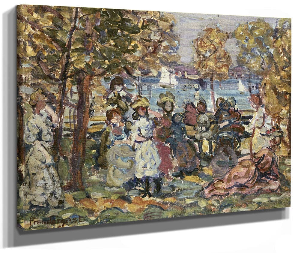 Waterside Park Scene By Maurice Brazil Prendergast