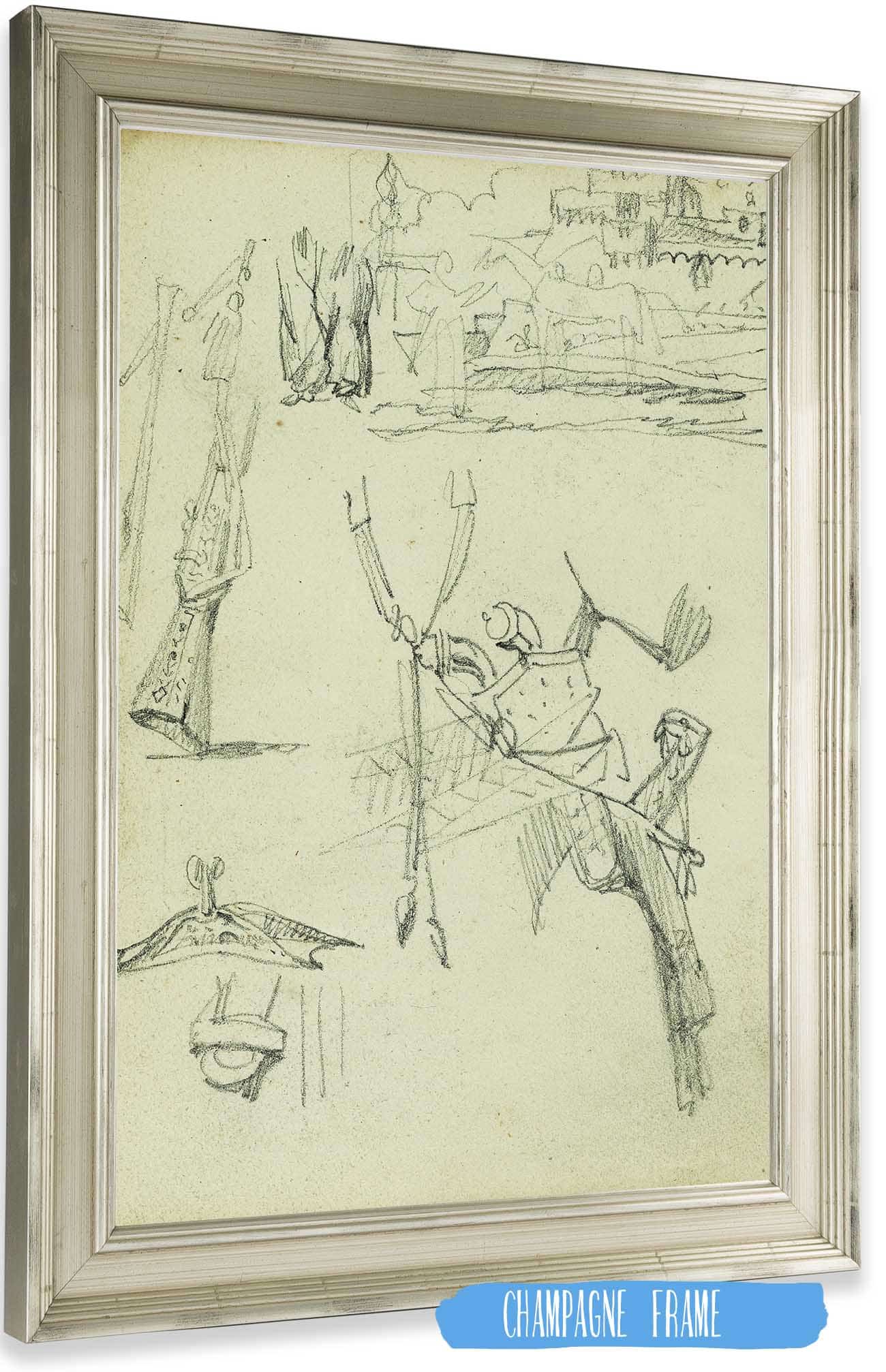 Weapon Studies Compositional Study Of Castle Scene by Theodore Gericault