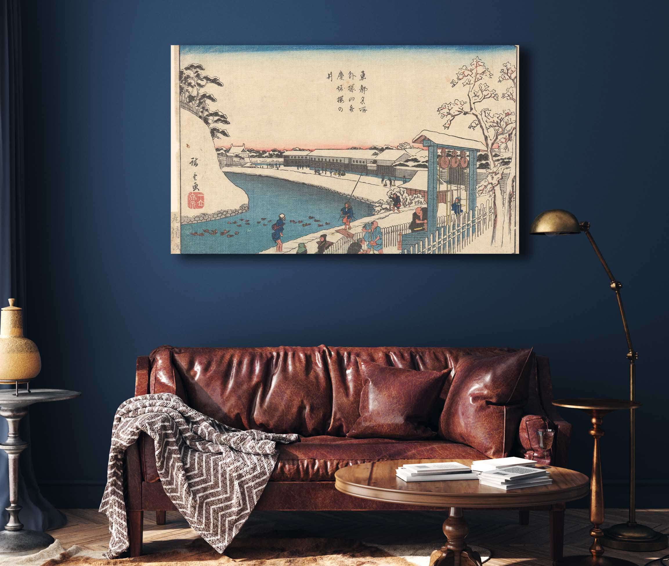 Well Trees Houses People Ducks On River by Ando Hiroshige - Image 4