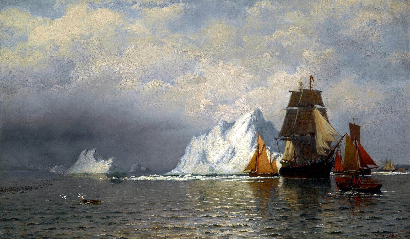 Whaler And Fishing Vessels Near The Coast Of Labrador Painting William Bradford Canvas Art - Image 5